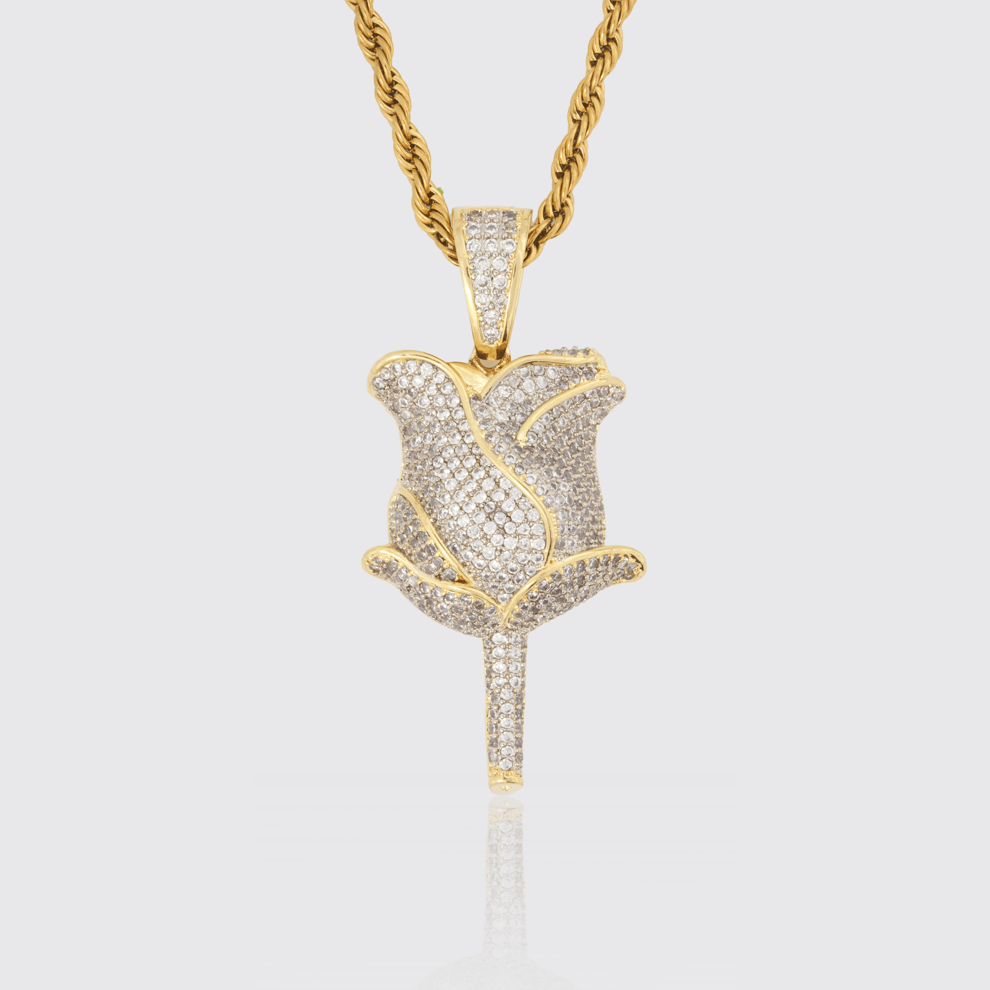 Iced Rose Pendant - Gold