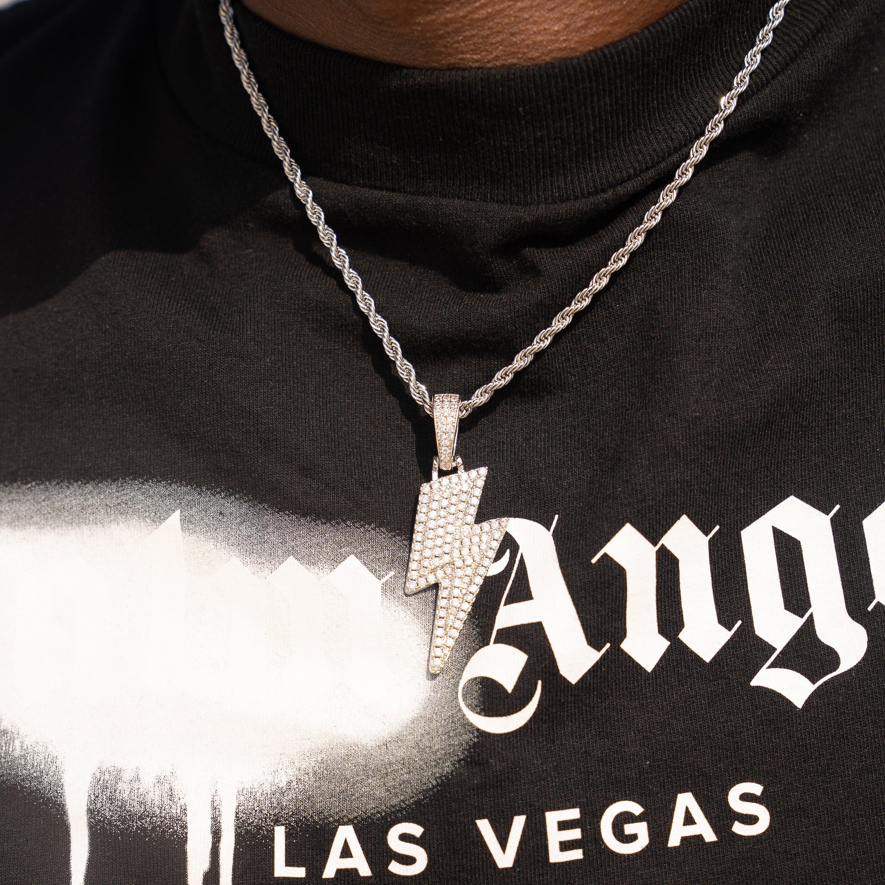 Lightning Pendant - White Gold - Adamans