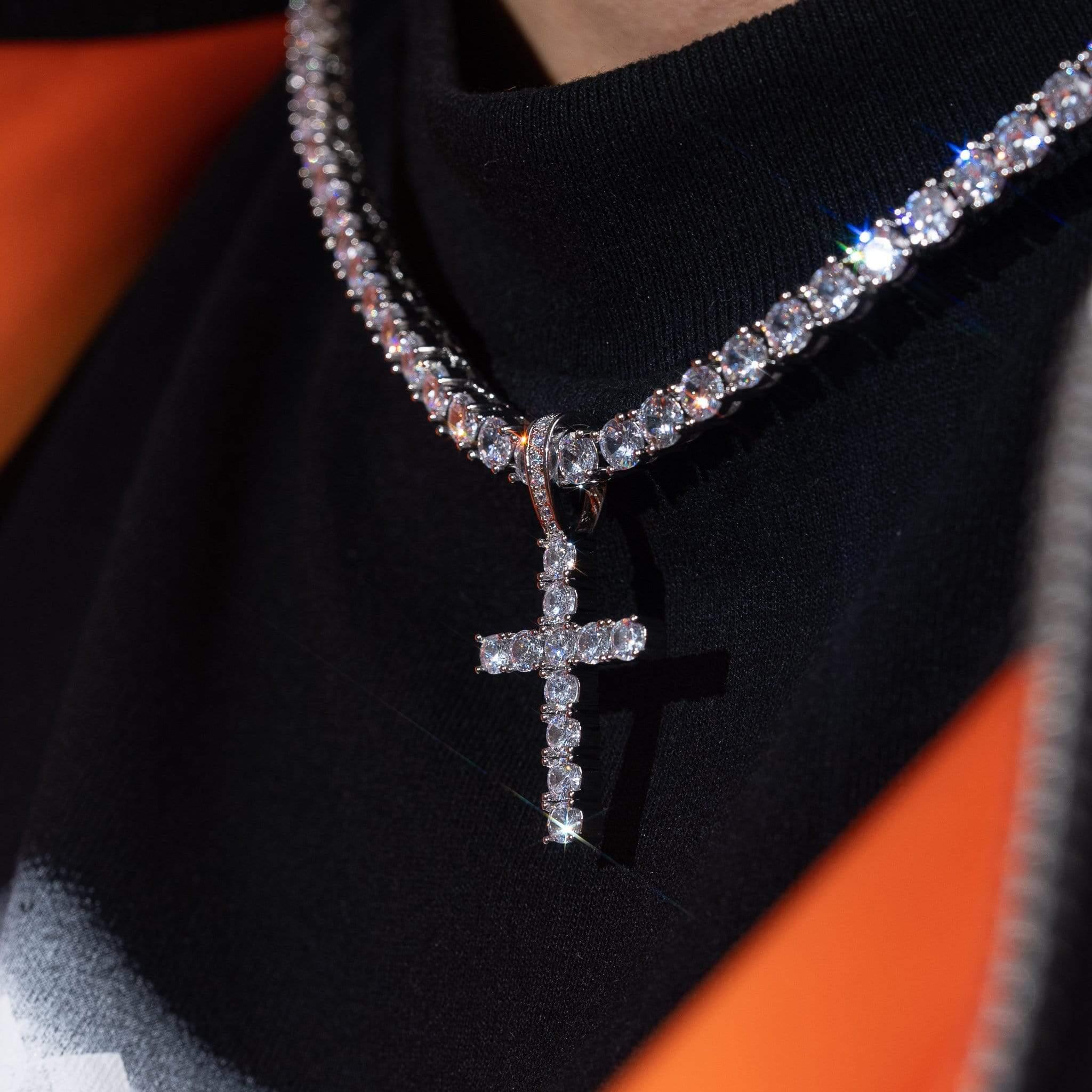 Moissanite Cross Pendant - 925 Silver - D Colour - VVS1