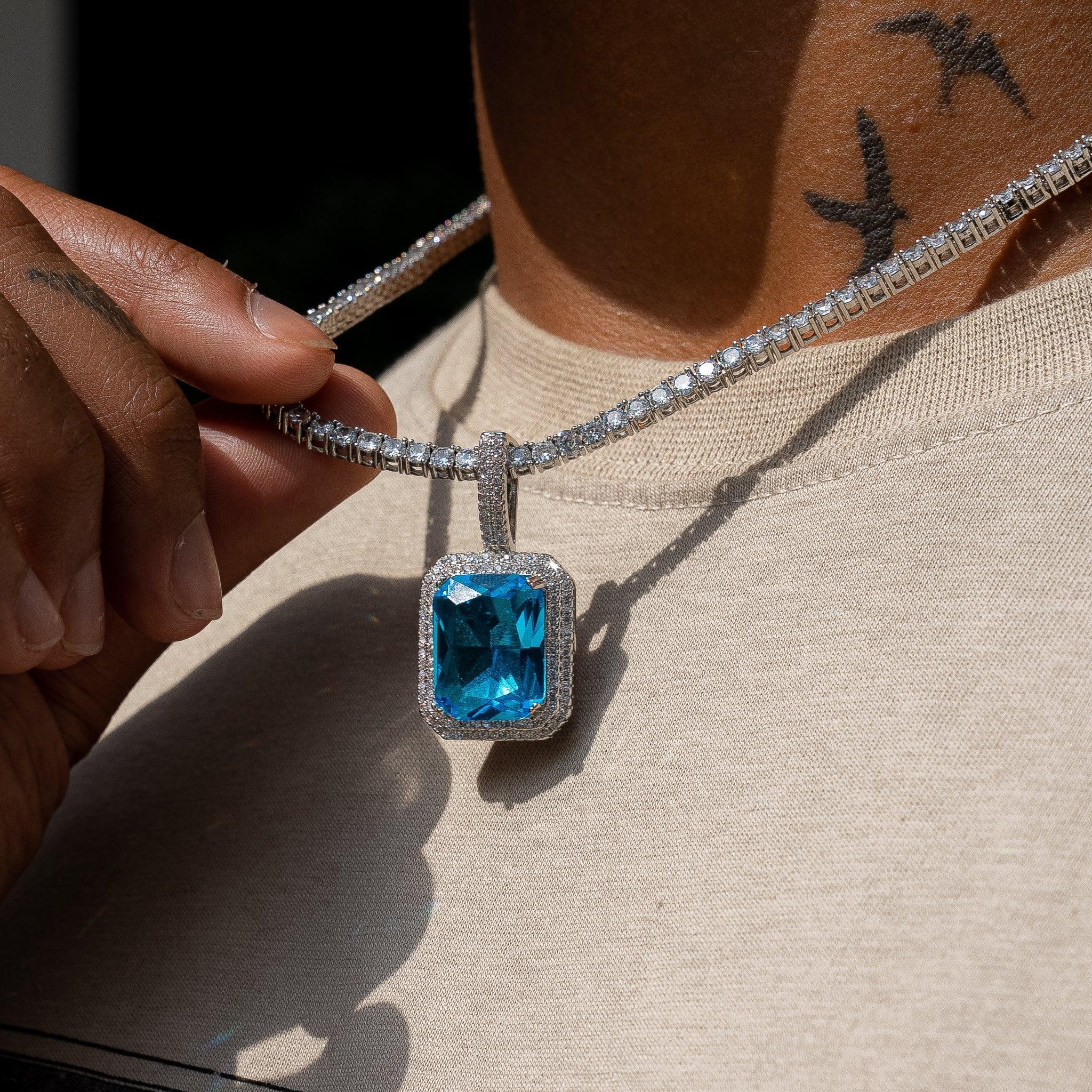 Sapphire Gem Pendant - White Gold
