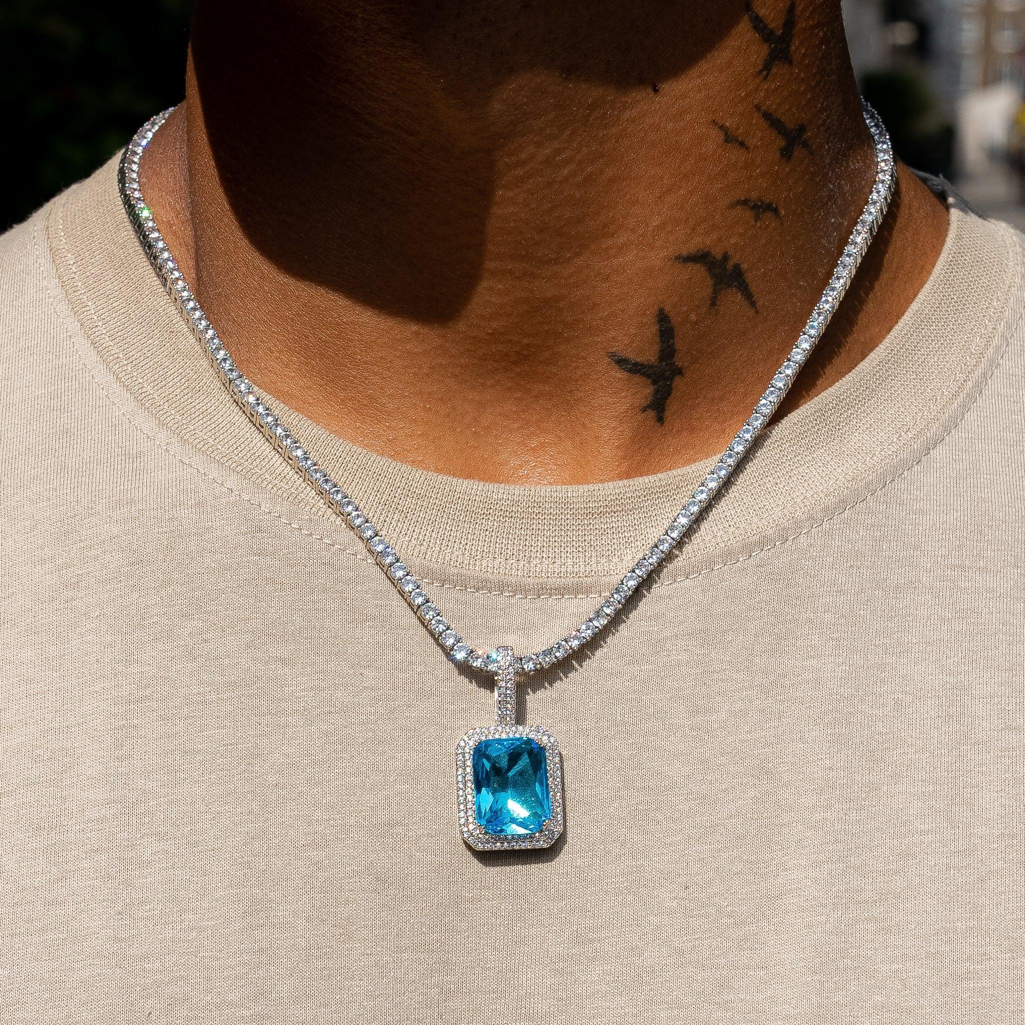 Sapphire Gem Pendant - White Gold