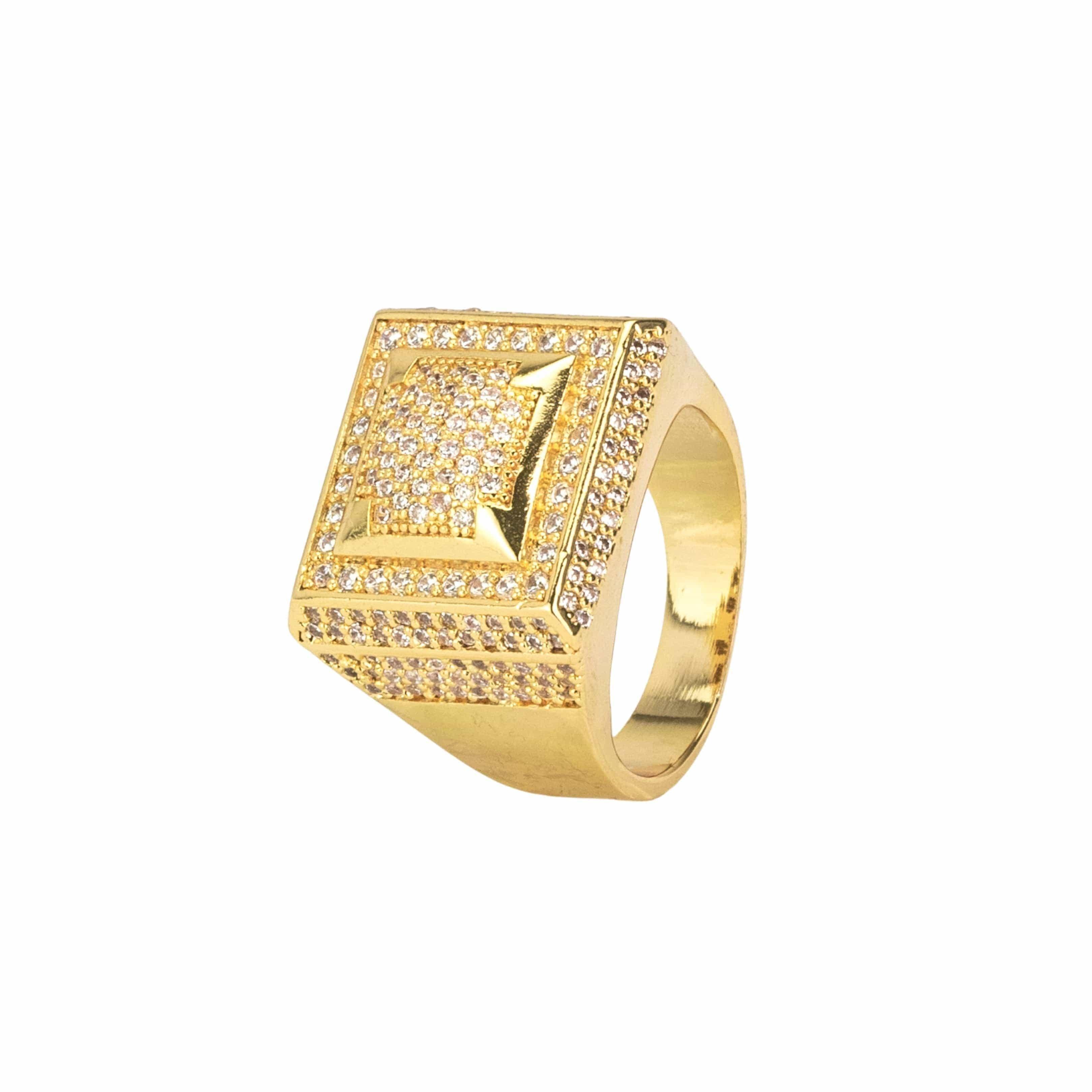 Moissanite Square Paved Ring - 18K Vermeil - D Colour - VVS1