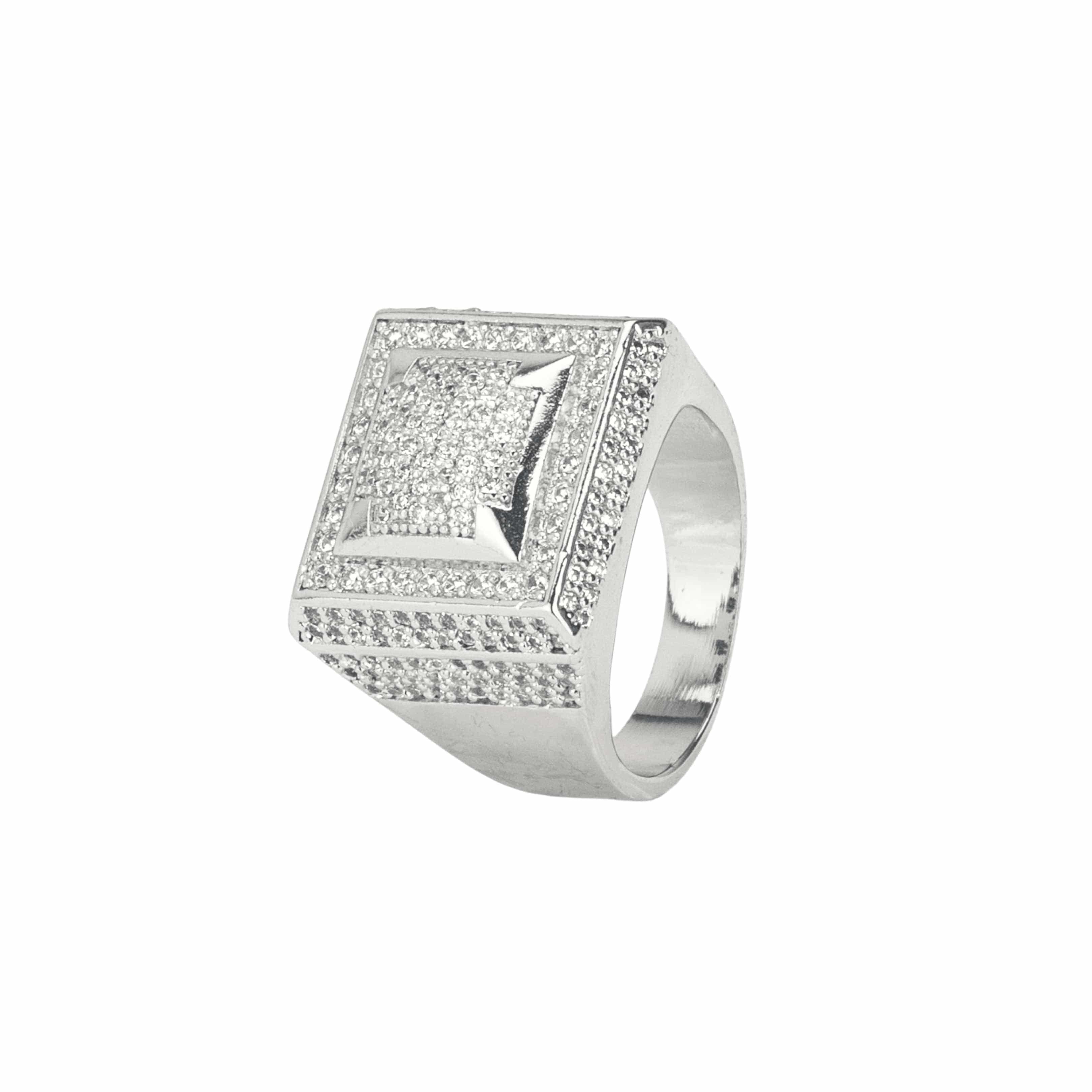 Moissanite Square Paved Ring - 925 Silver - D Colour - VVS1