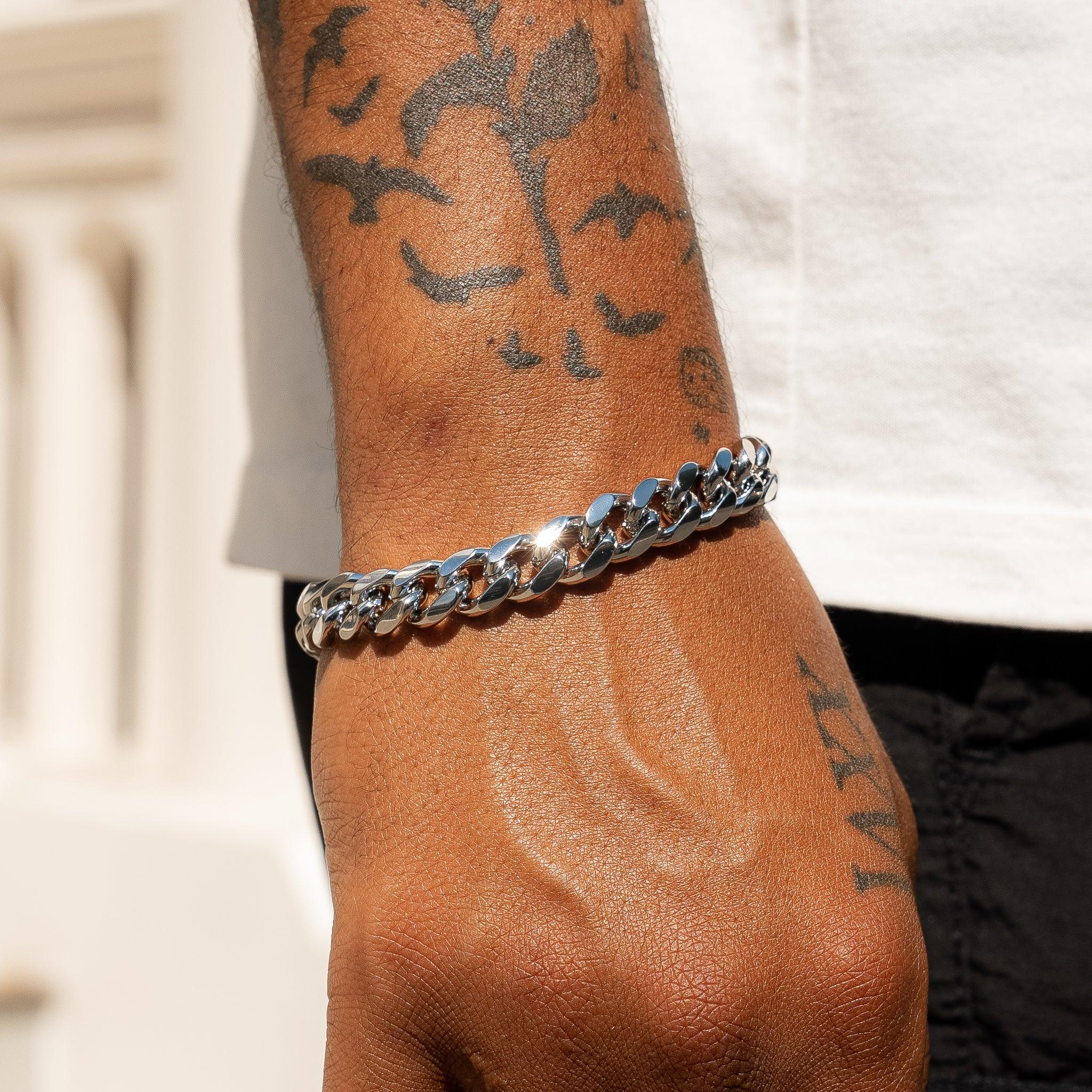 10mm IGI Diamond Clasp Cuban Bracelet - 5.3ctw - VVS1 - White Gold