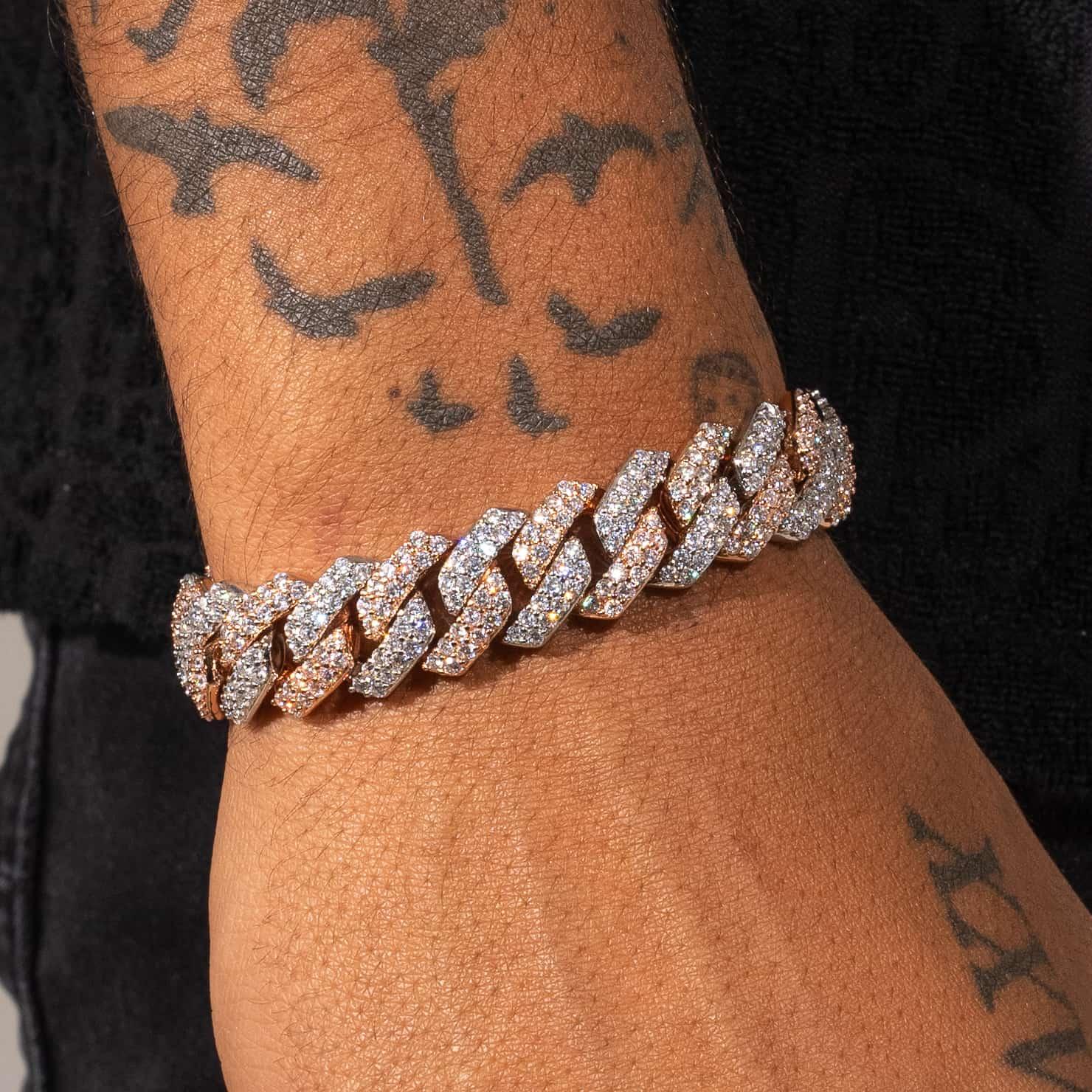 14mm Moissanite Monaco Bracelet - Two Tone - D Colour - VVS1