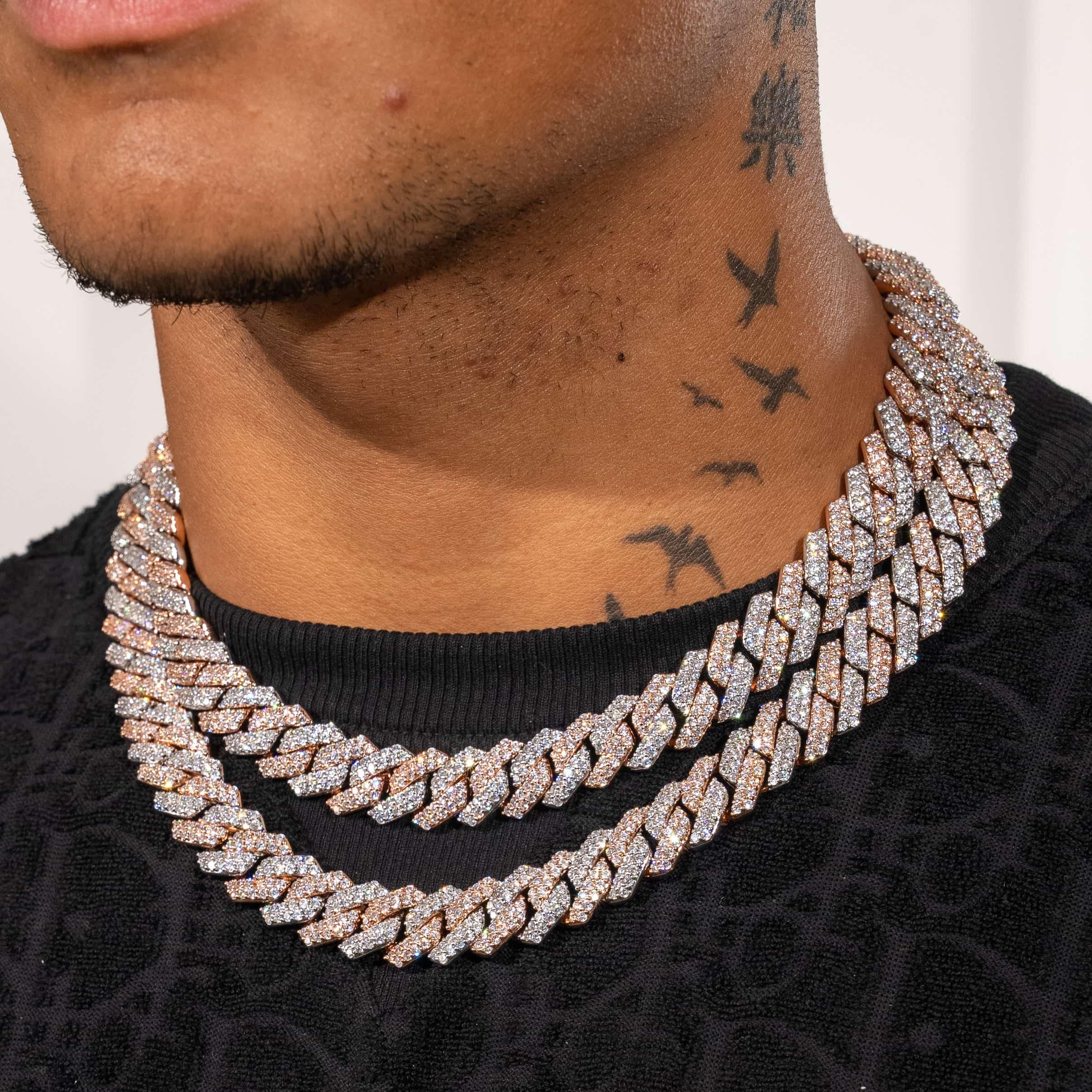14mm Moissanite Monaco Chain - Two Tone - D Colour - VVS1