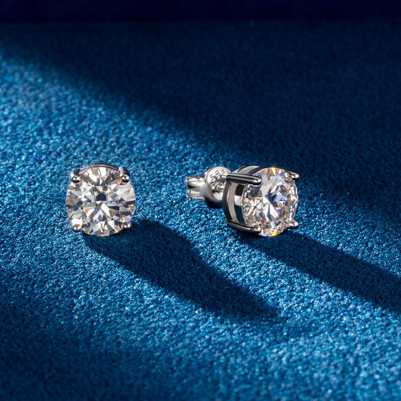 925 VVS Moissanite Brilliant Round Cut Stud Earrings
