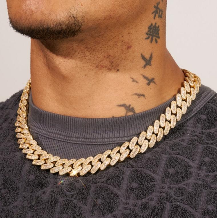 17mm Baguette Link Cuban Chain - Gold