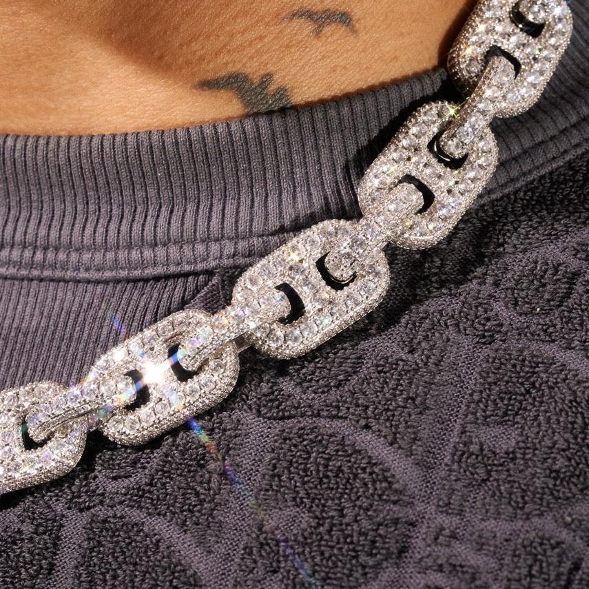 17mm G-Link Diamond Chain - White Gold