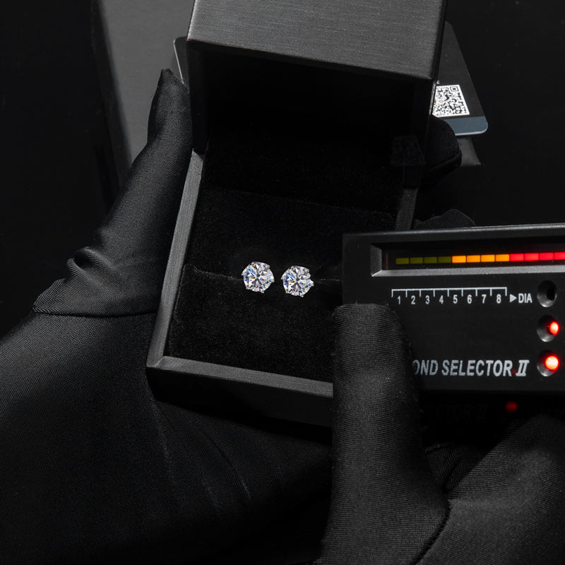 Helloice 925S & VVS Moissanite 0.1Ct/0.3Ct/0.5Ct/1Ct/2Ct Solitaire Stud Earrings