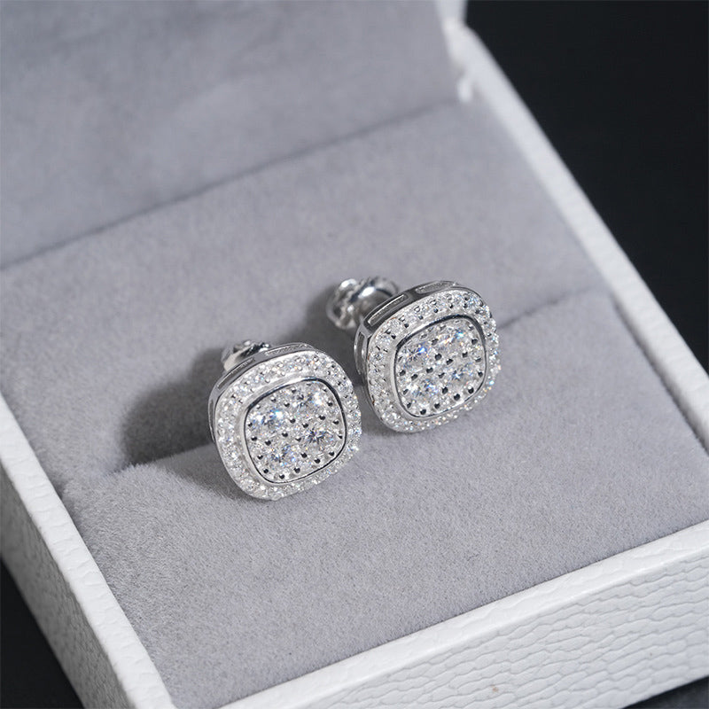 Helloice 925S & VVS Moissanite Cluster Halo Earrings
