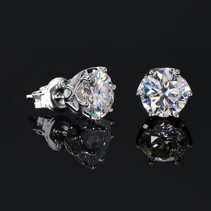 Helloice 925S & VVS Moissanite 0.1Ct/0.3Ct/0.5Ct/1Ct/2Ct Solitaire Stud Earrings