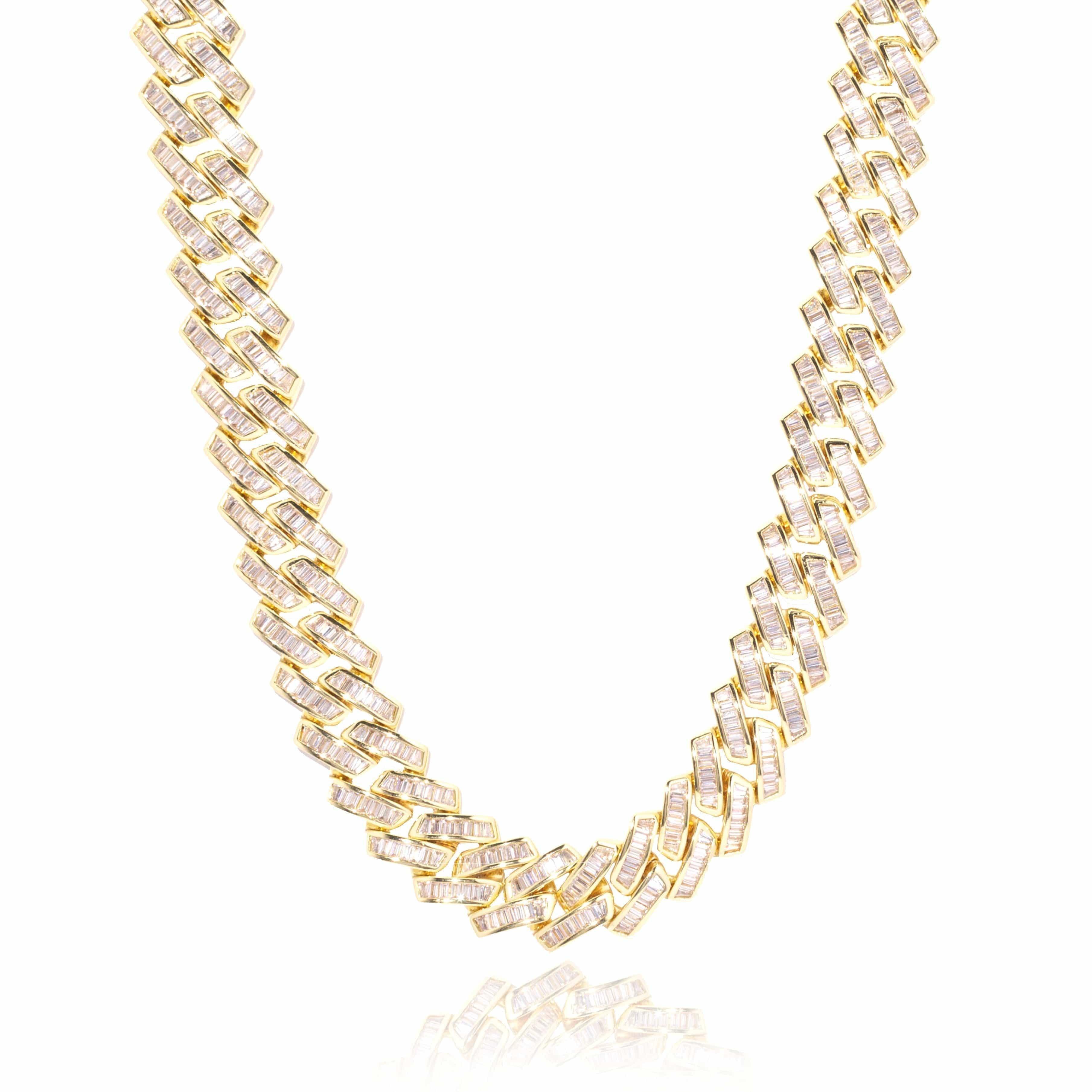 20mm Baguette Miami Link Chain - Gold