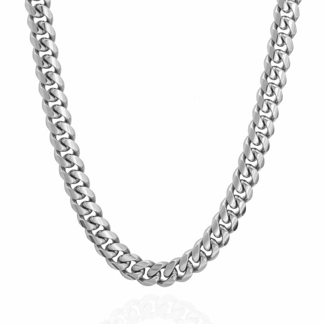 Adamans 18" 20mm Cuban Iced Clasp Chain - White Gold