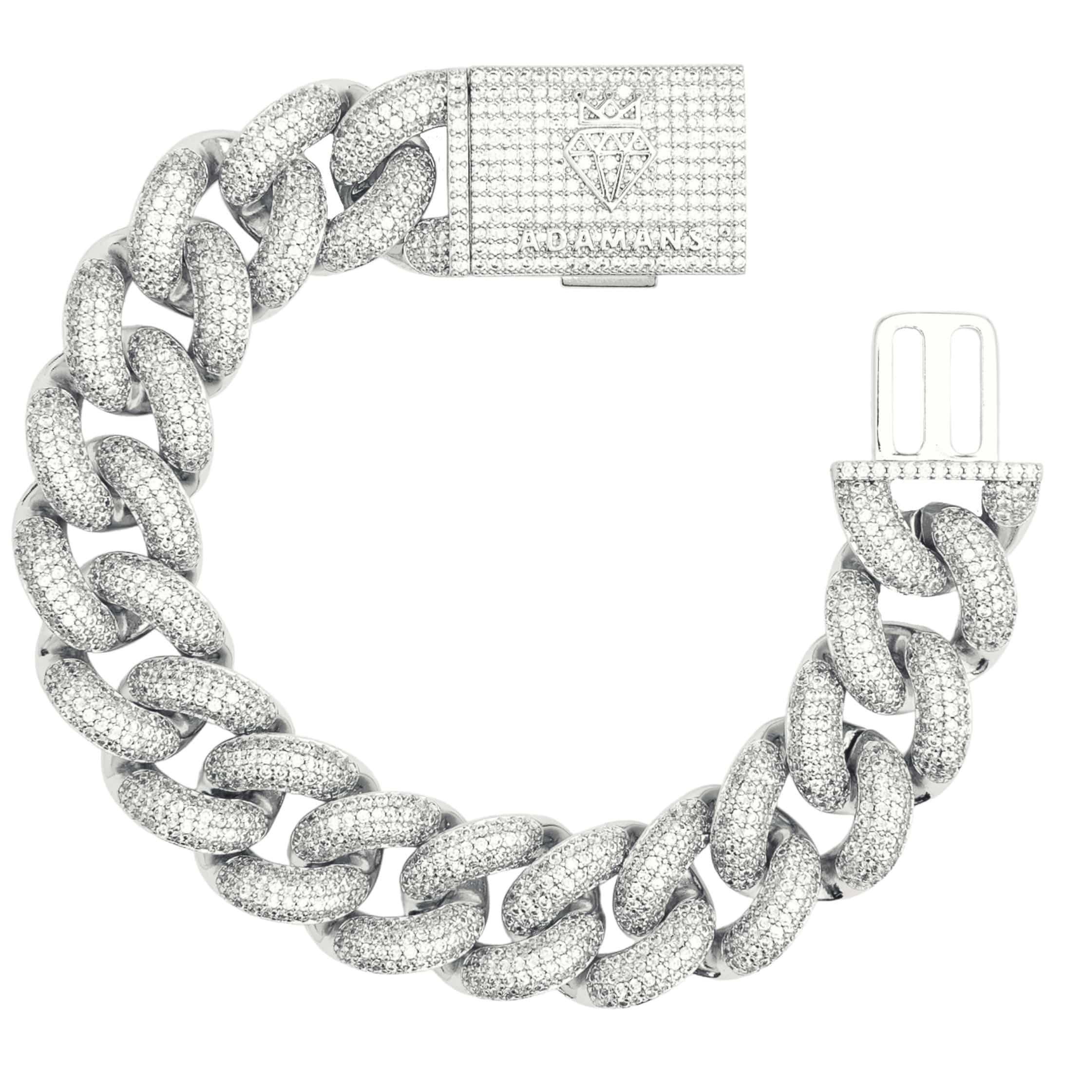 20mm Iced Cuban Bracelet - White Gold