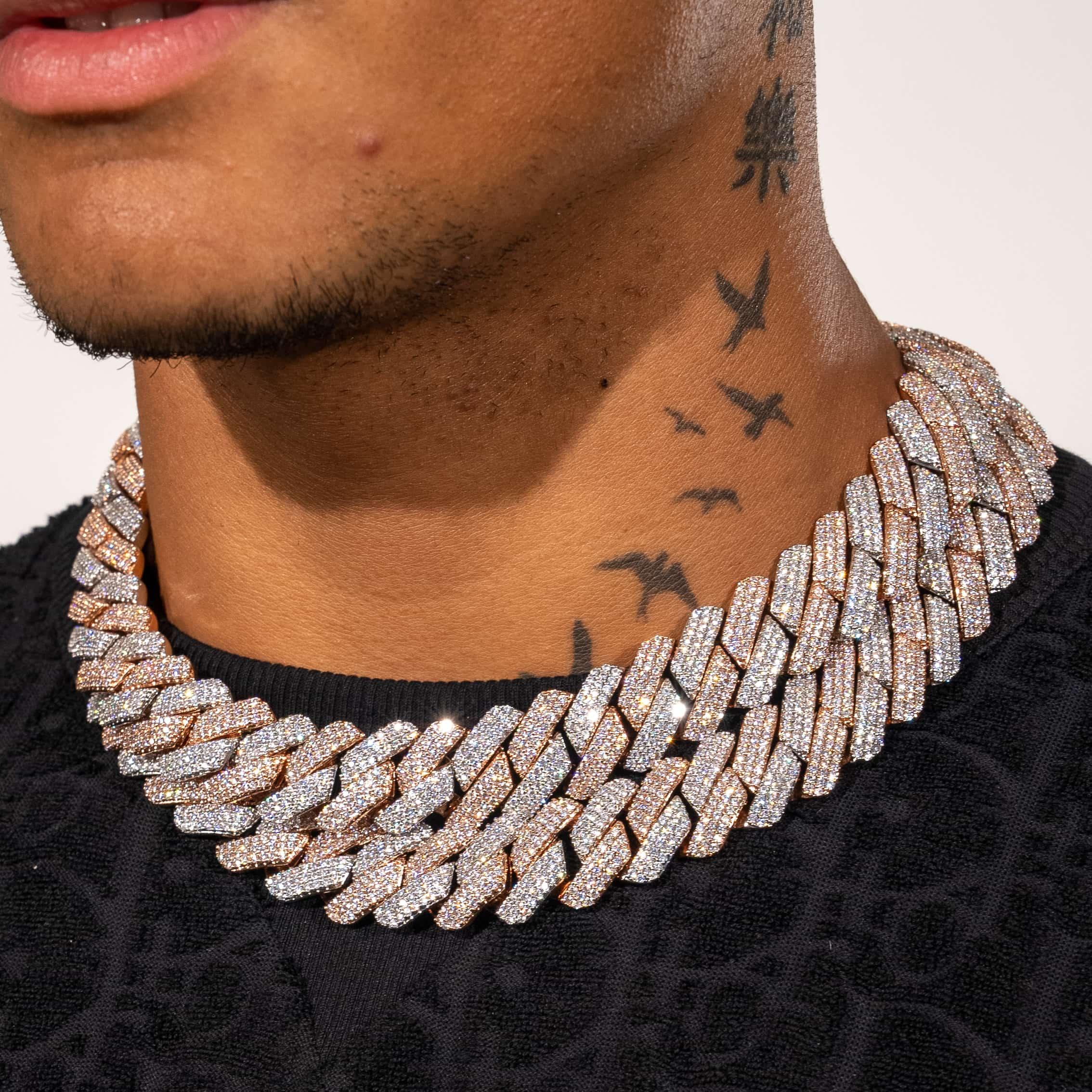 20mm Moissanite Monaco Chain - Two Tone - D Colour - VVS1