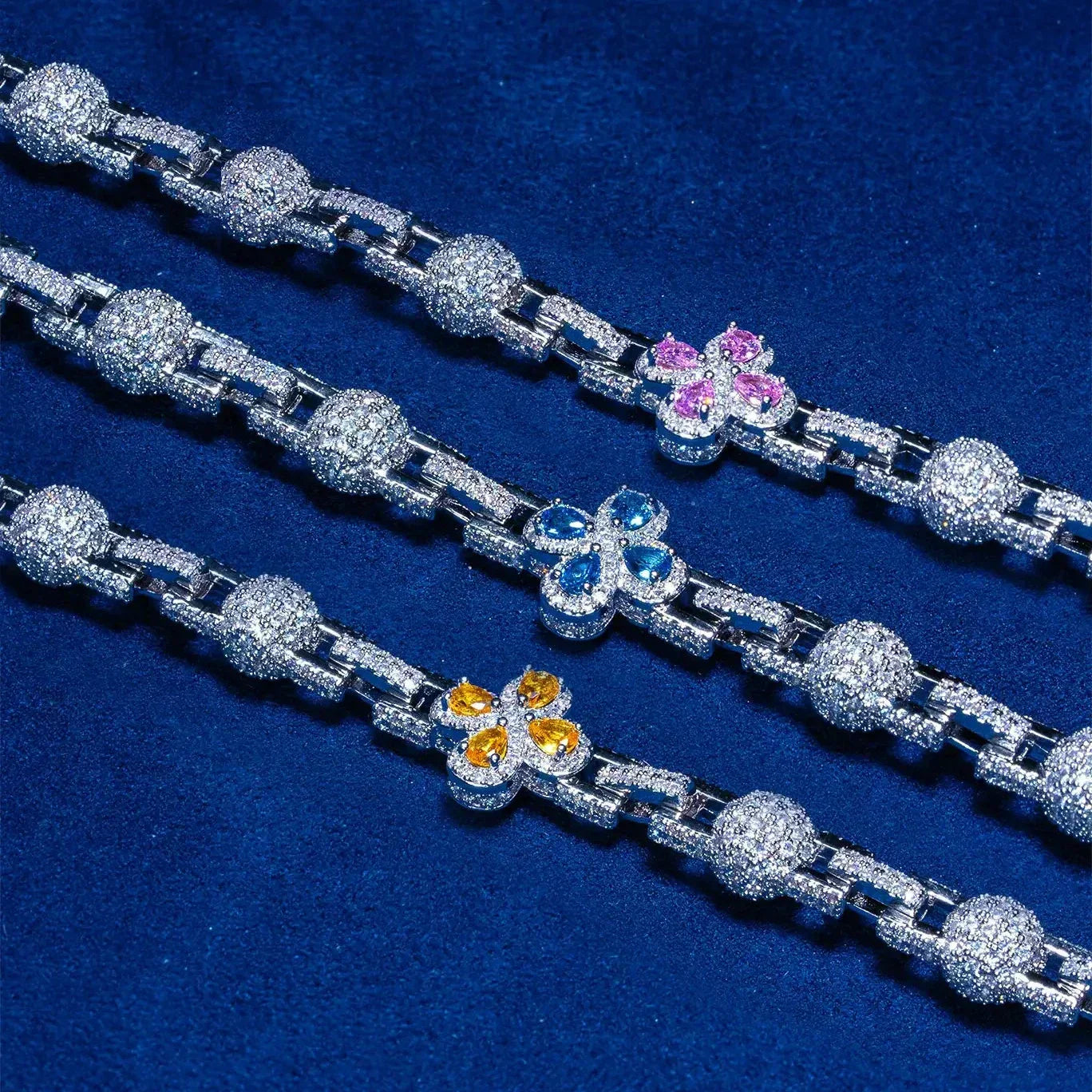 8MM Pear Cut IGI Diamond Cameo Rolo Chain - 925 Silver - D Colour - VVS1