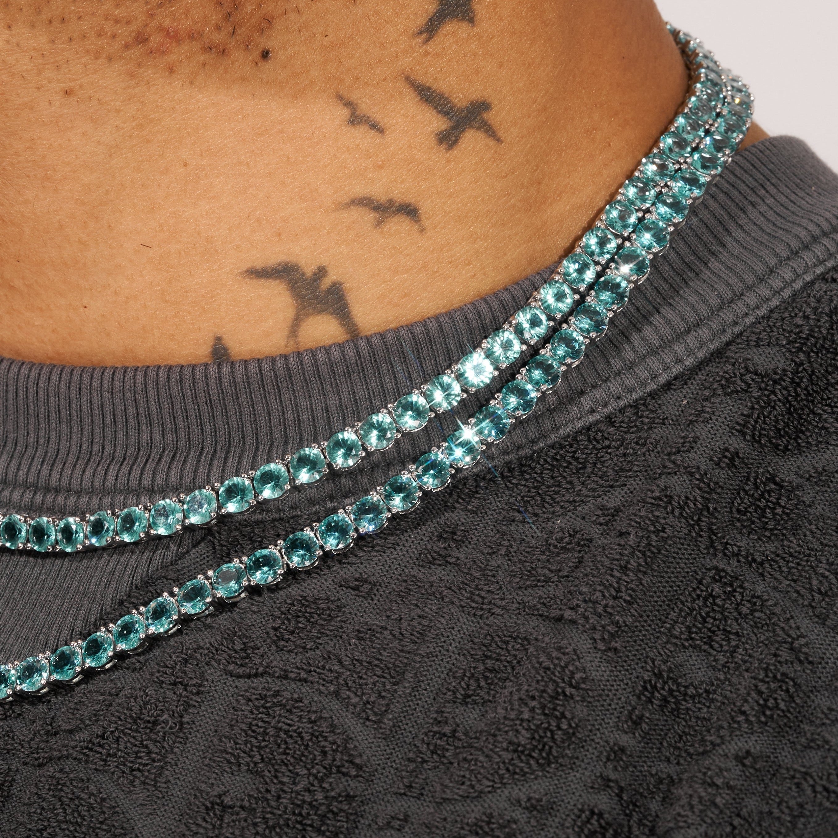 5mm Green Diamond Tennis Chain - White Gold