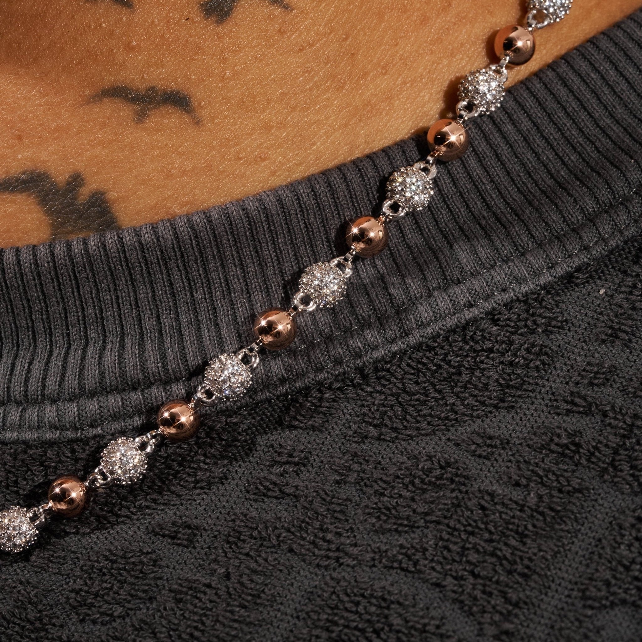 5mm ICED BALL CHAIN - TWO TONE