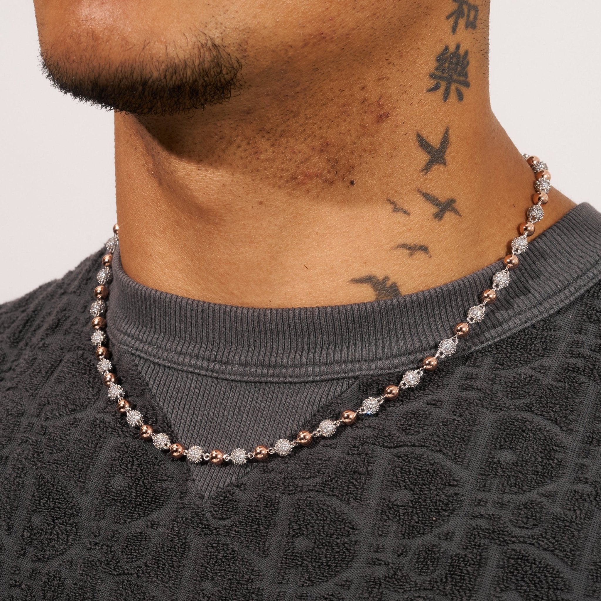 5mm ICED BALL CHAIN - TWO TONE