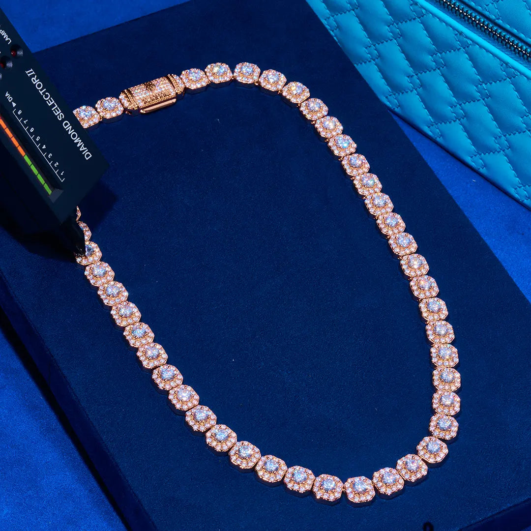 10mm Clustered Tennis Chain - Rose Gold