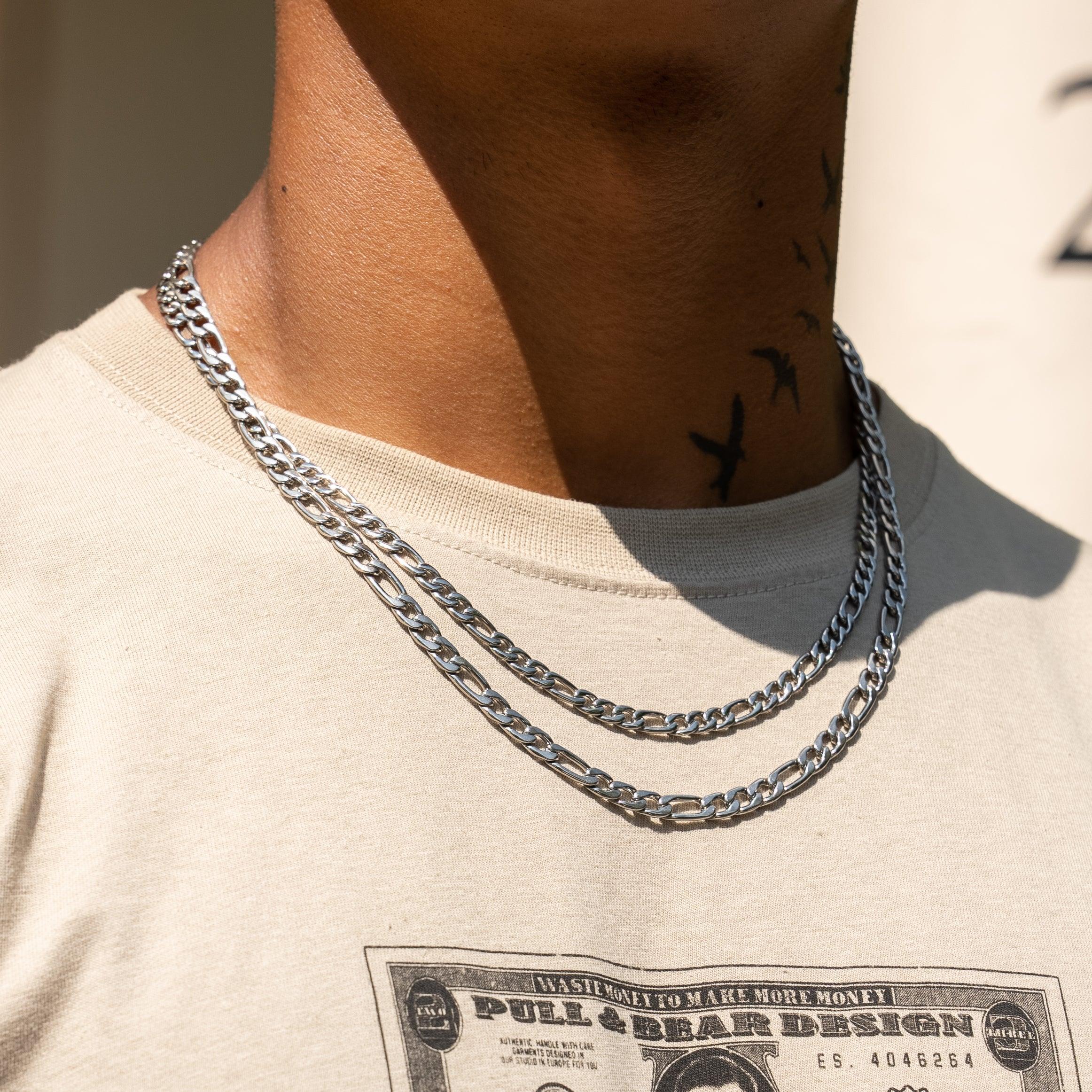 6mm Figaro Chain - White Gold