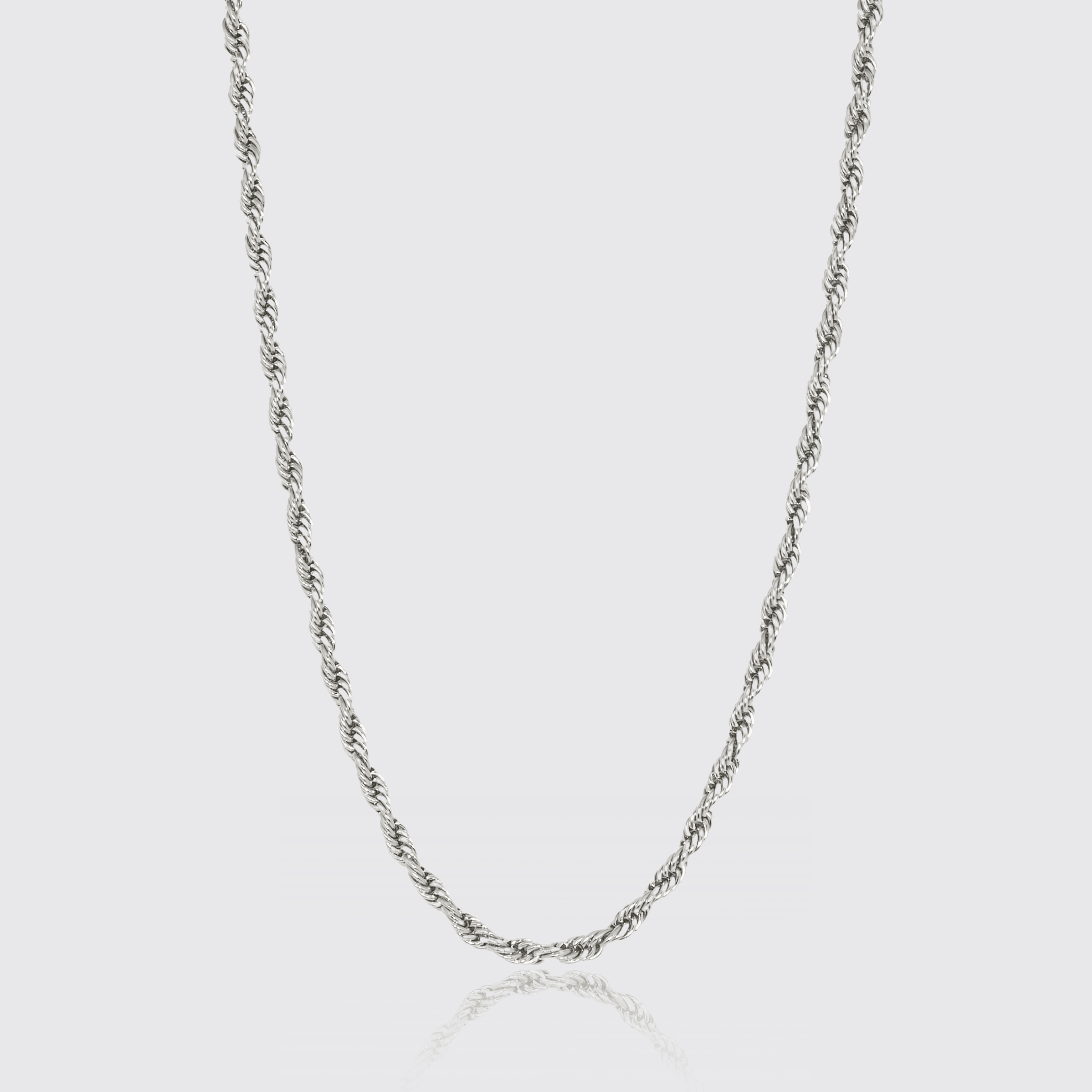 6mm white gold rope chain necklace with lifetime warranty.