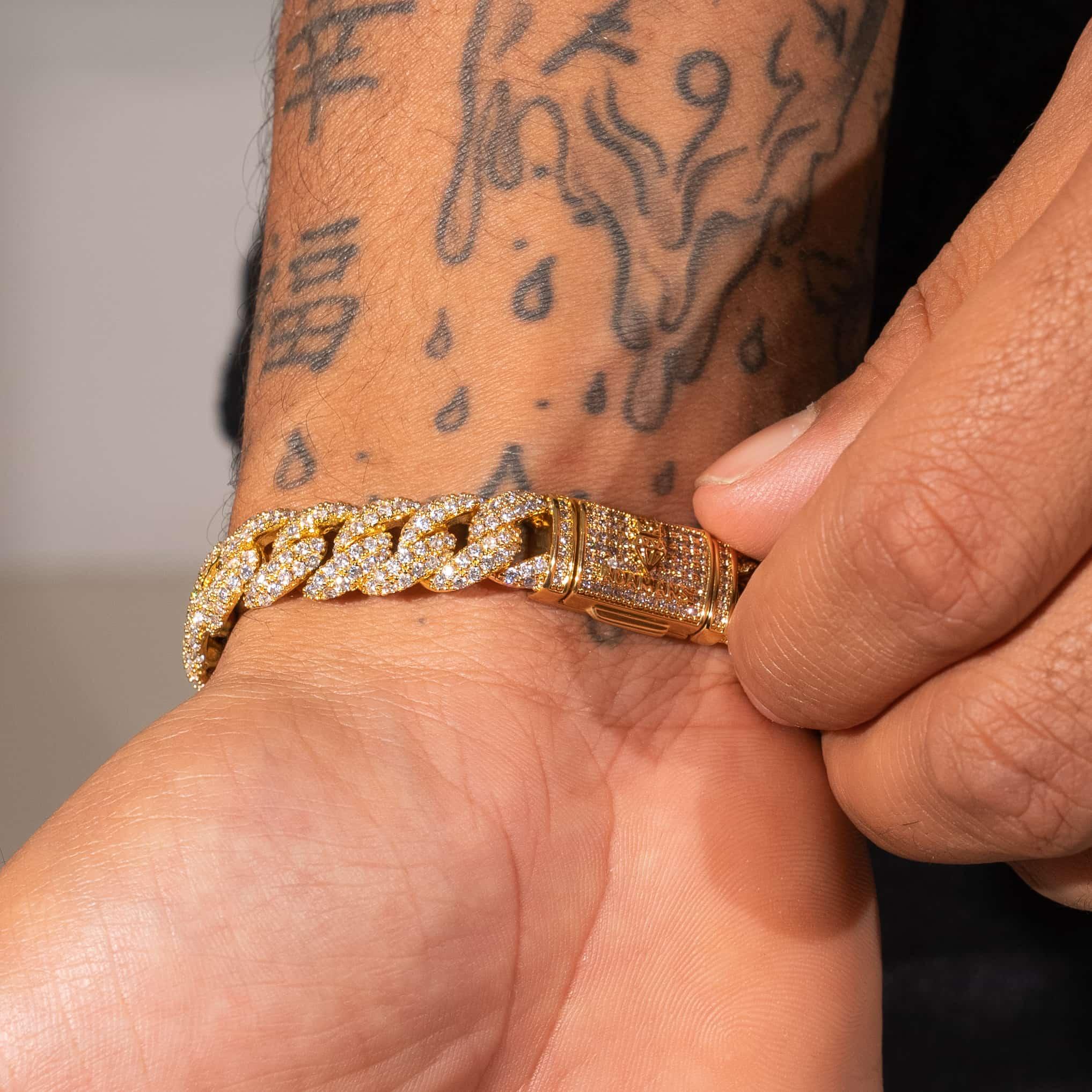 8mm Iced Cuban Link Bracelet - Gold