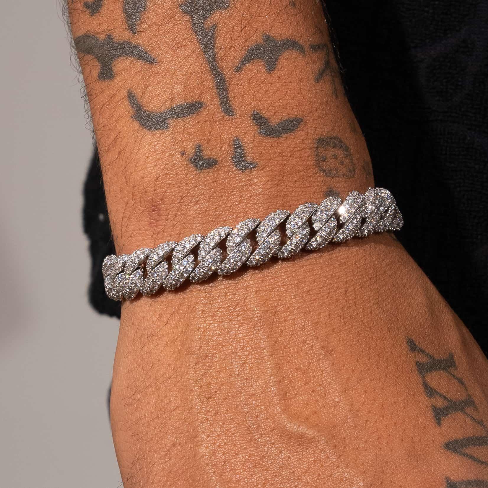 8mm Iced Cuban Link Bracelet - White Gold - Adamans