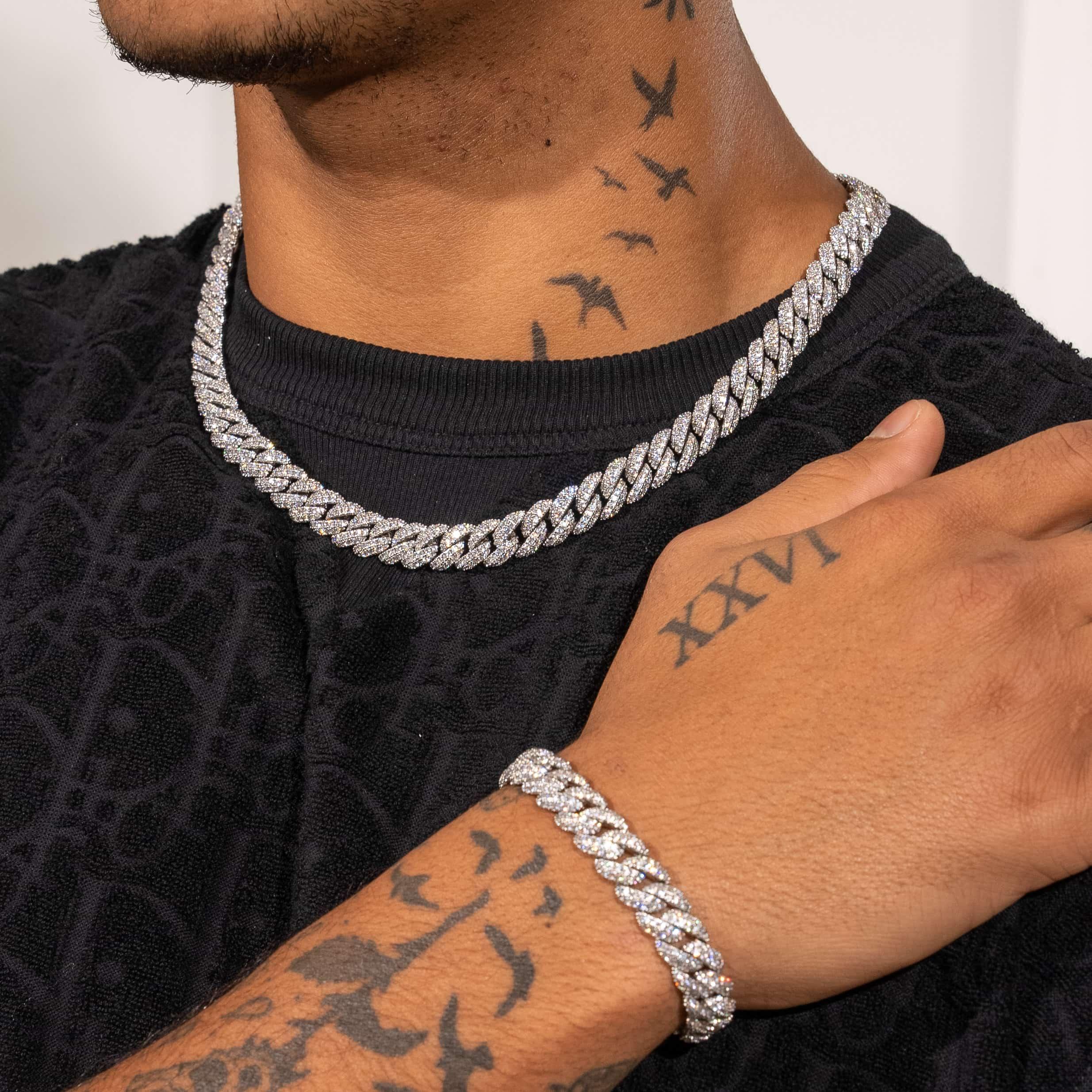 8mm IGI Diamond Cuban Link Chain - 13.72ctw - VVS1 - White Gold