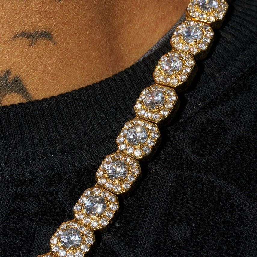 10mm Clustered Tennis Chain + Bracelet - Gold