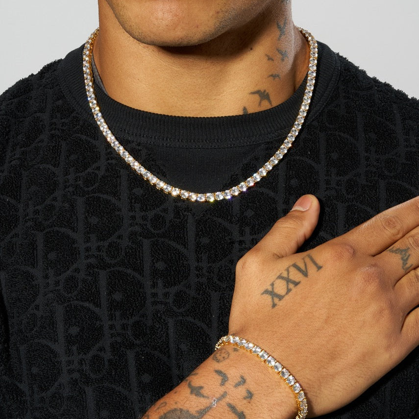 5mm Tennis Chain + Bracelet - Gold