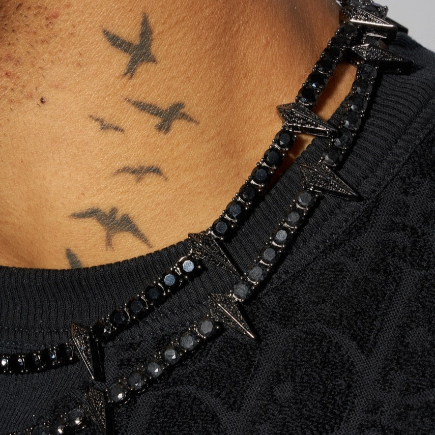 5mm PAVE SPIKE TENNIS CHAIN - BLACK