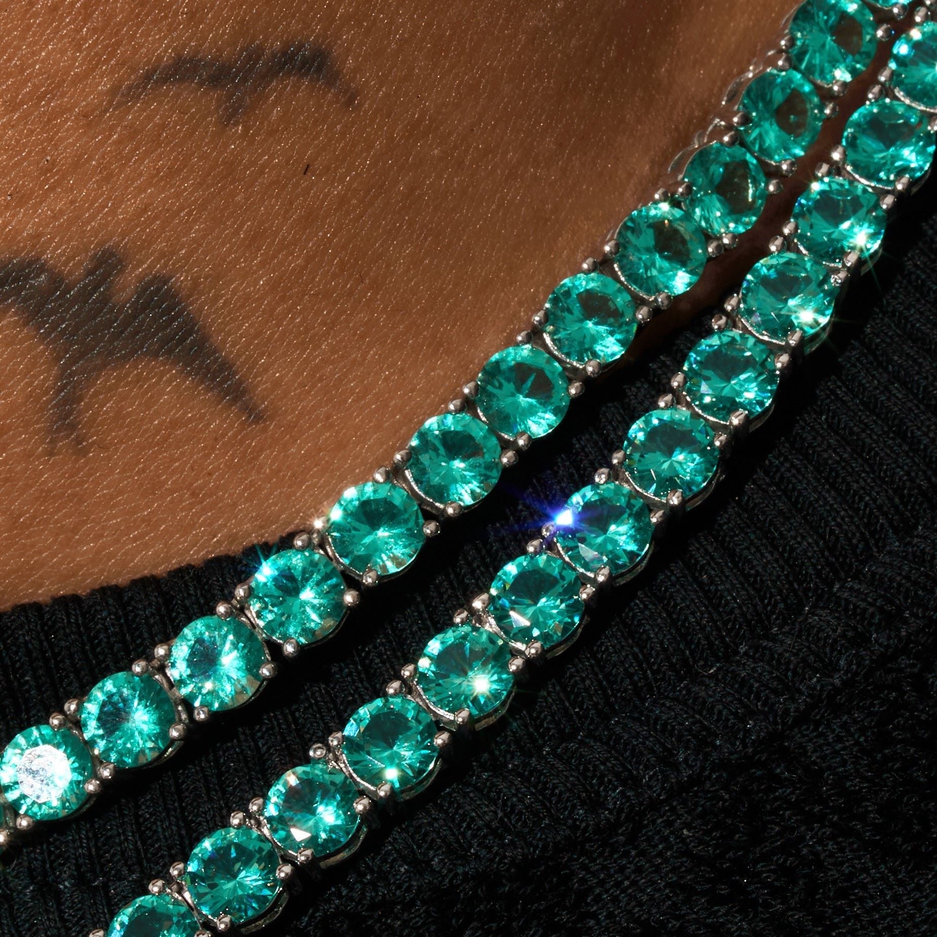5mm Tennis Chain - Green Emerald