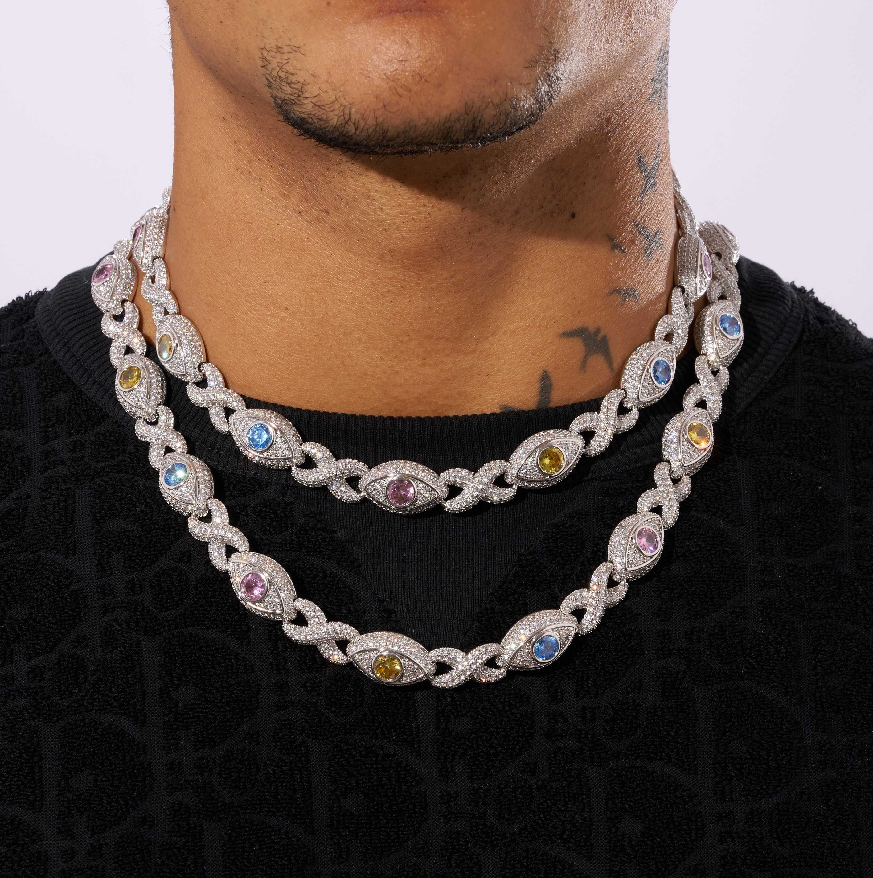 14MM IGI Diamond Evil Eye Eternity Chain - 925 Silver - D Colour - VVS1