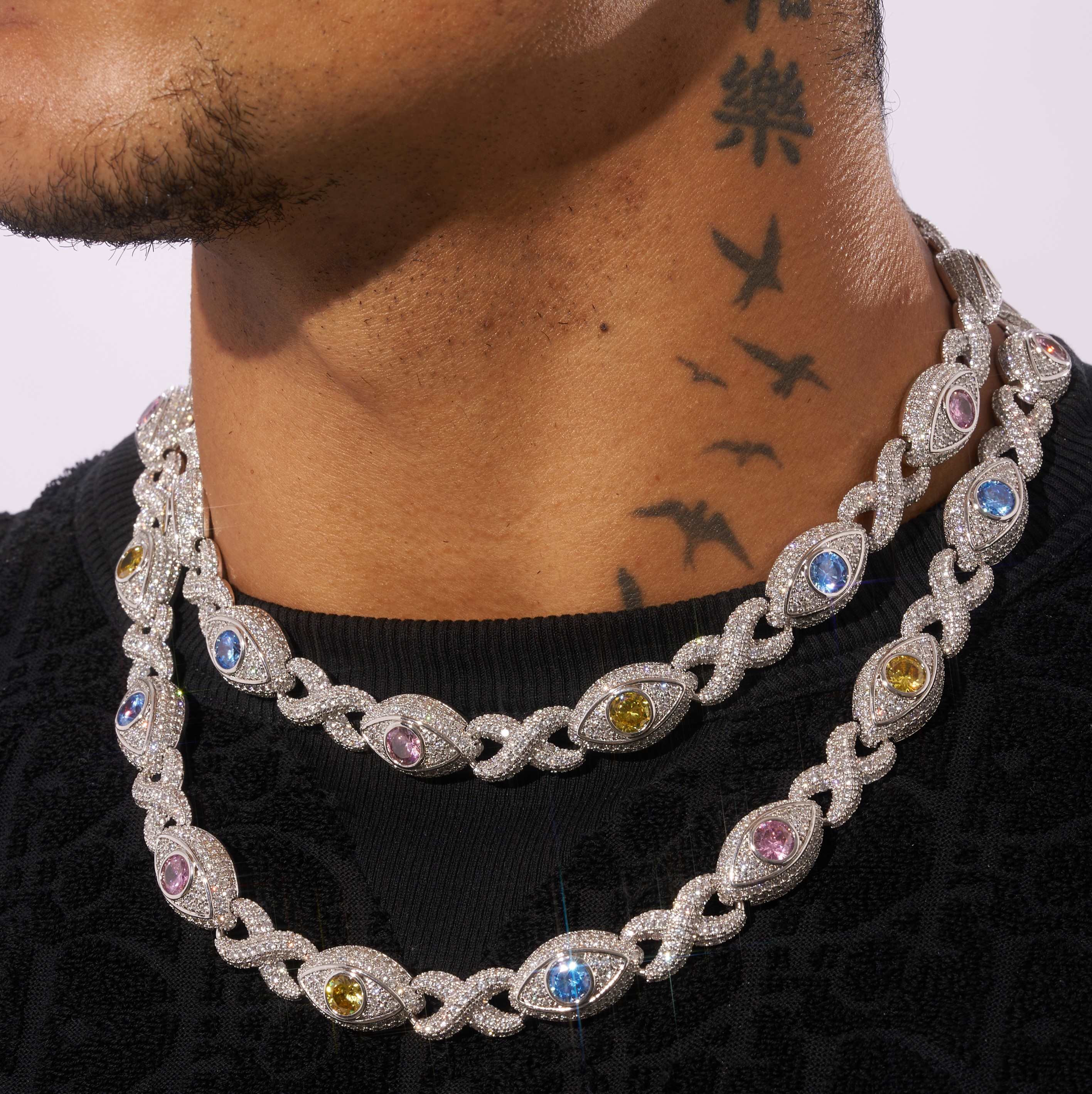 14MM IGI Diamond Evil Eye Eternity Chain - 925 Silver - D Colour - VVS1