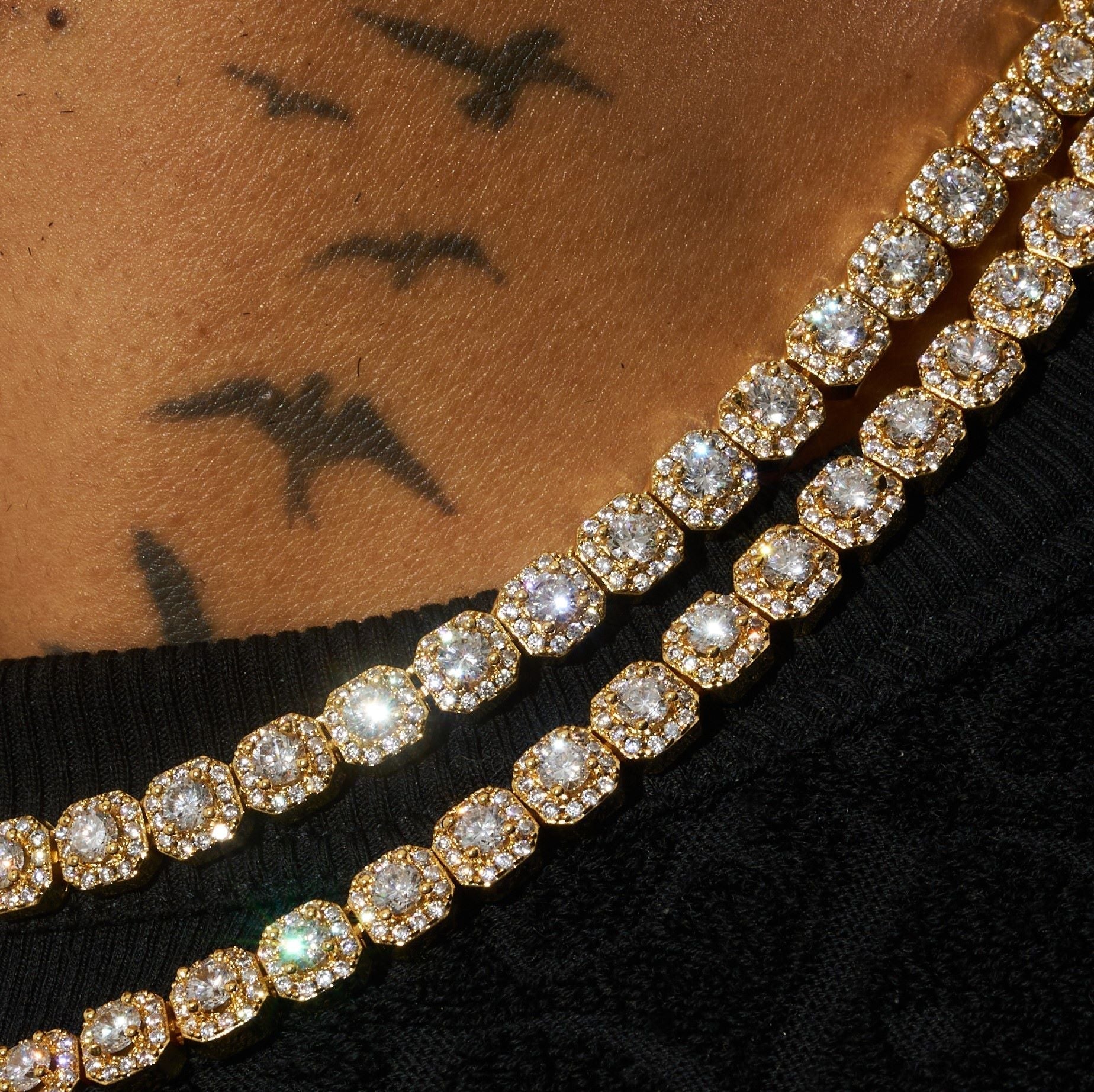 Micro Clustered Tennis Chain - Gold