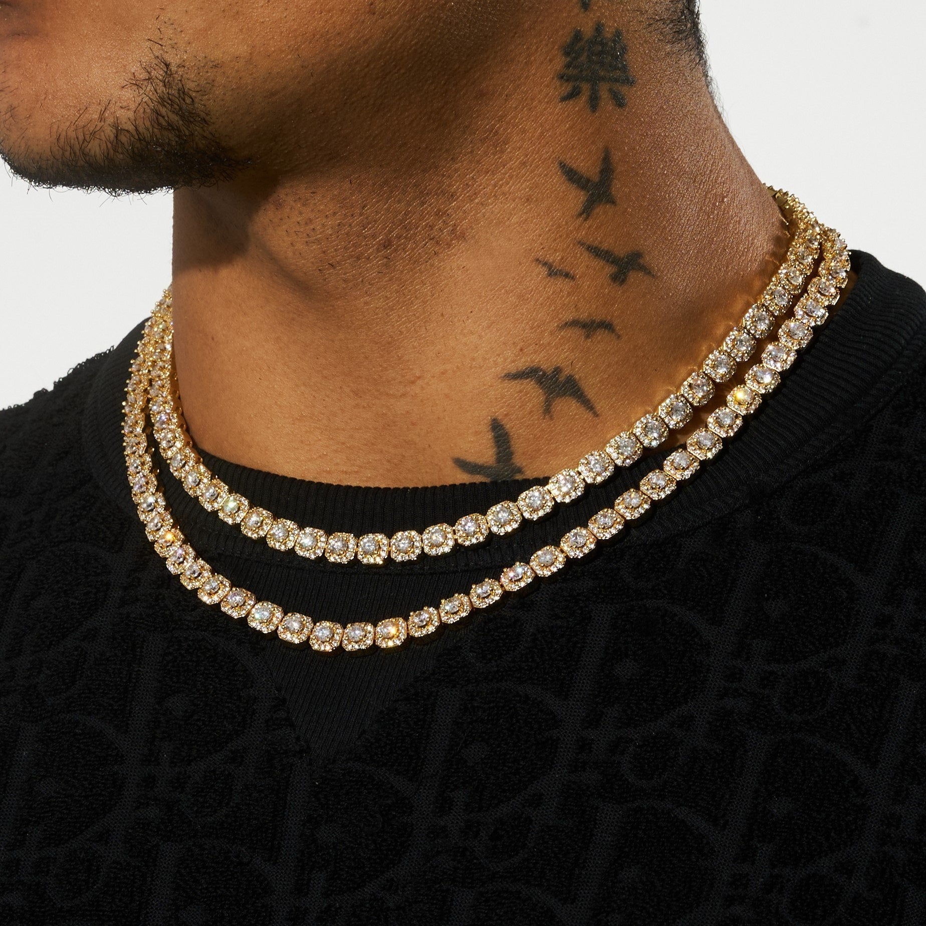 Micro Clustered Tennis Chain - Gold