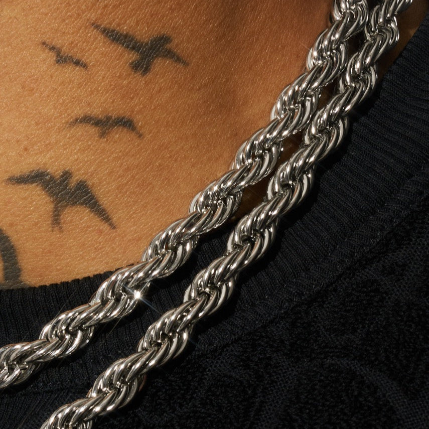 8mm Rope Chain - White Gold