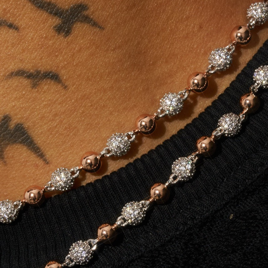 5mm ICED BALL CHAIN - TWO TONE