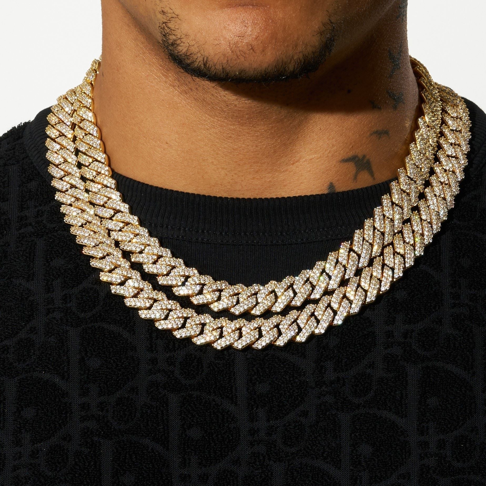 14mm Lab Diamond Monaco Chain - 18k Vermeil - D Colour - VVS1