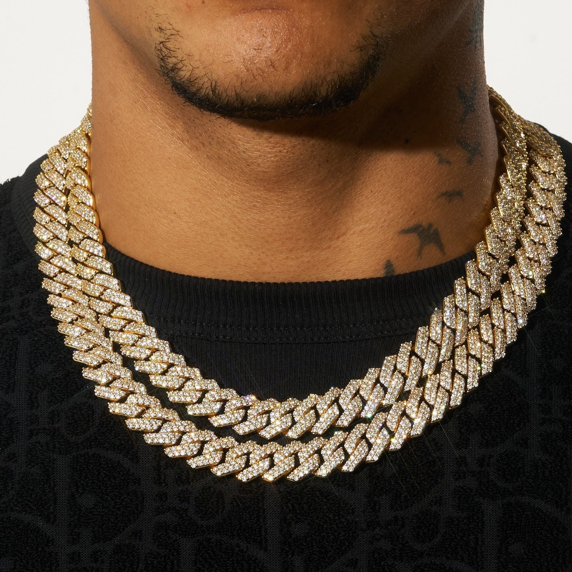 14mm Lab Diamond Monaco Chain - 18k Vermeil - D Colour - VVS1
