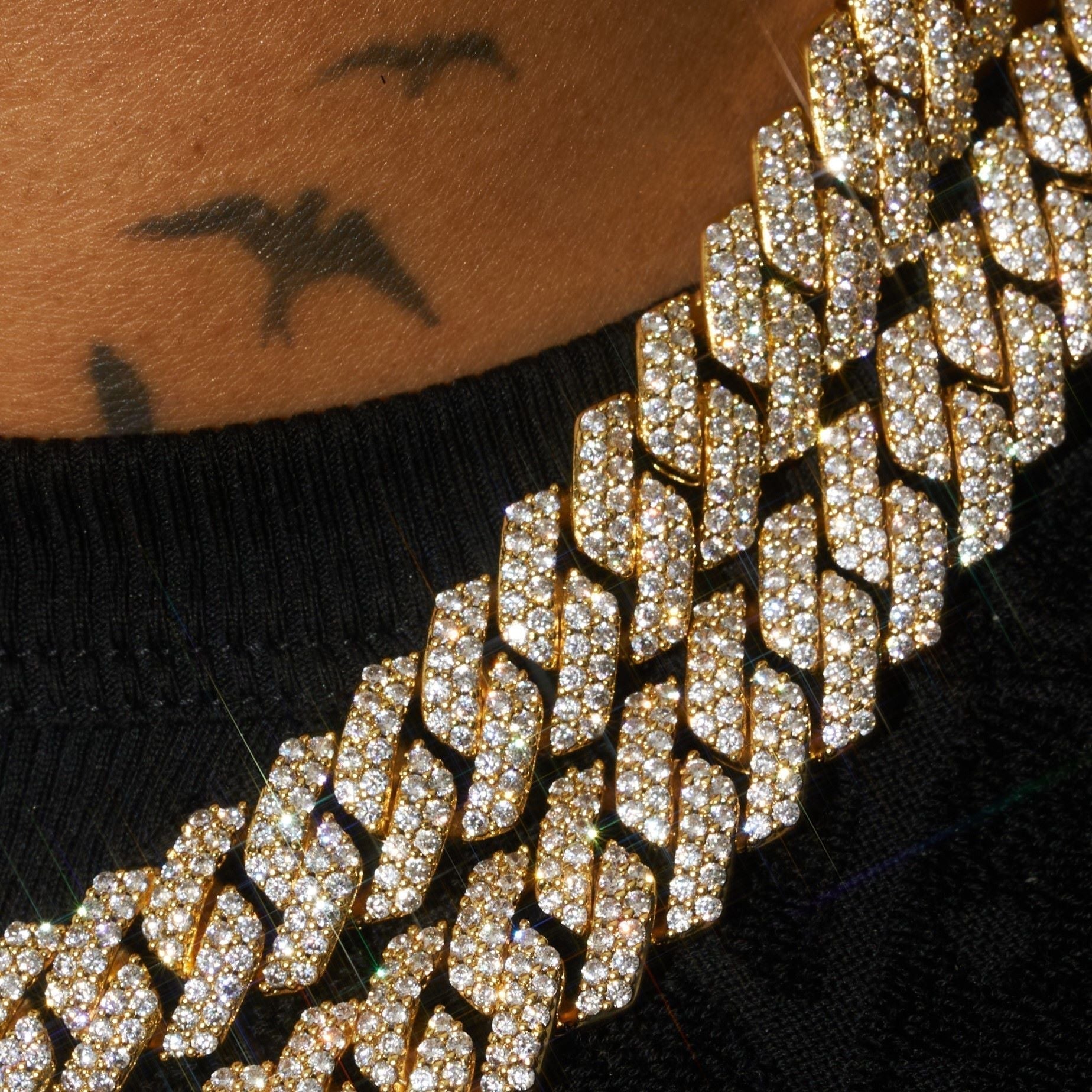 14mm Lab Diamond Monaco Chain - 18k Vermeil - D Colour - VVS1