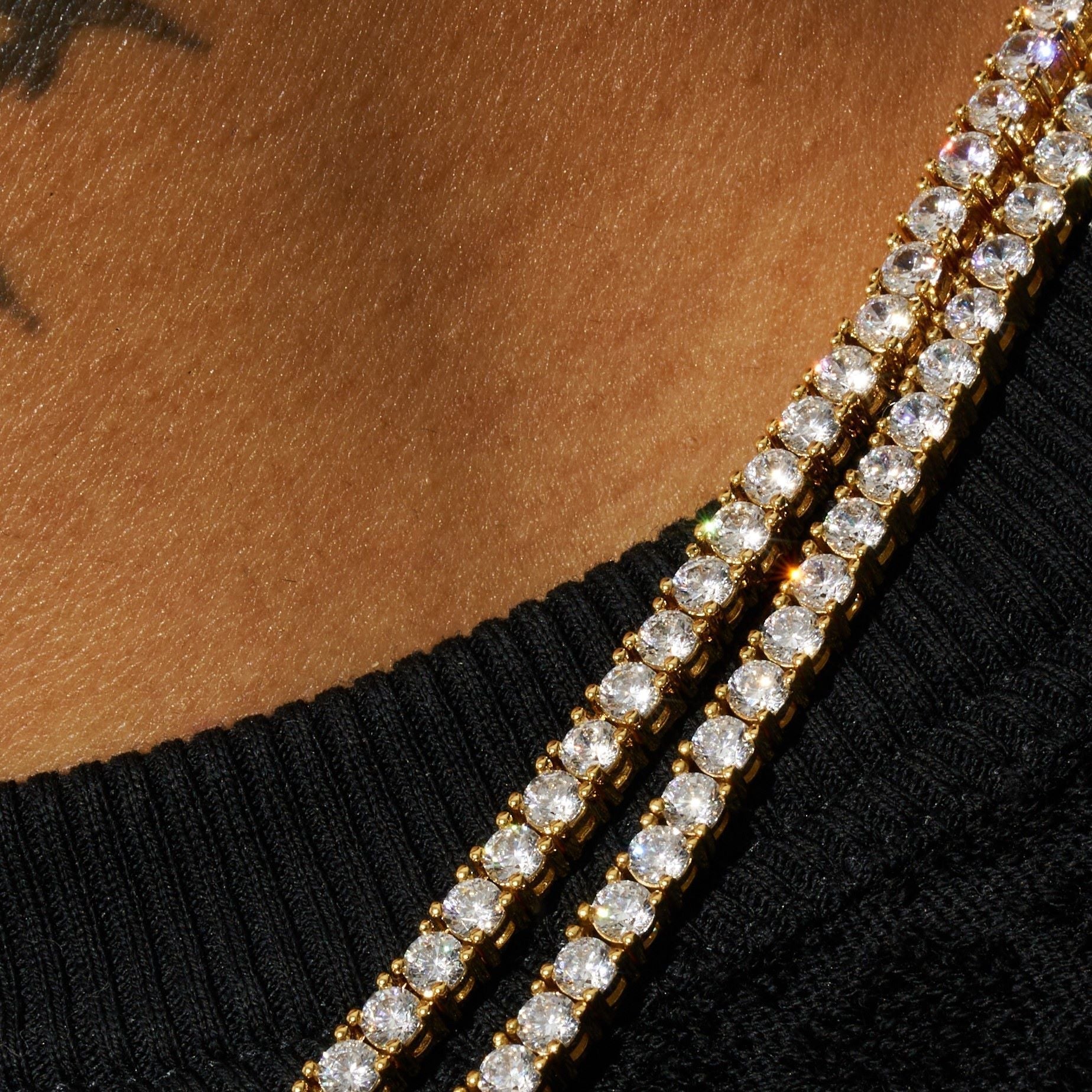 3mm IGI Diamond Tennis Chain - 15.3ctw - VVS1 - Gold