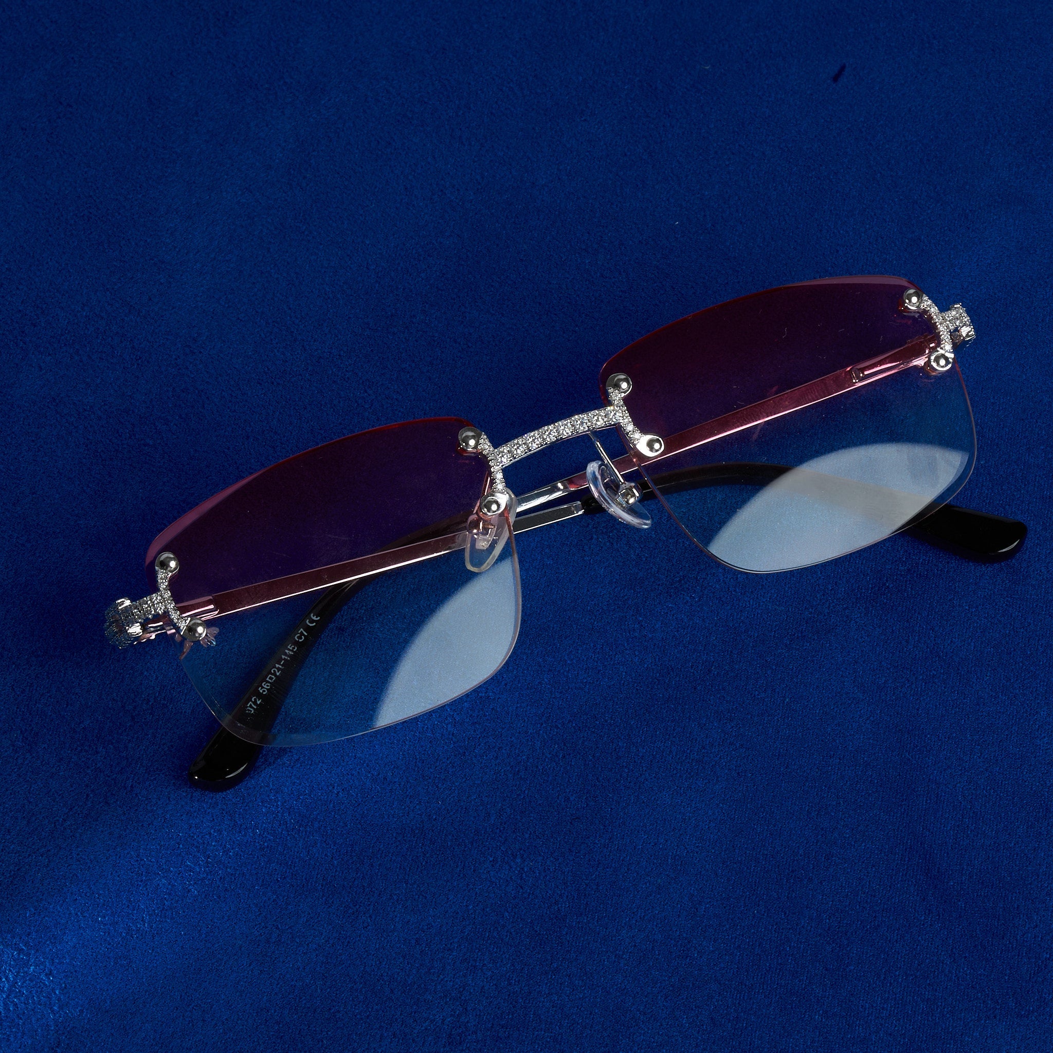 Moissanite Rimless Square Sunglasses Pink - 925 Silver - D Colour - VVS1
