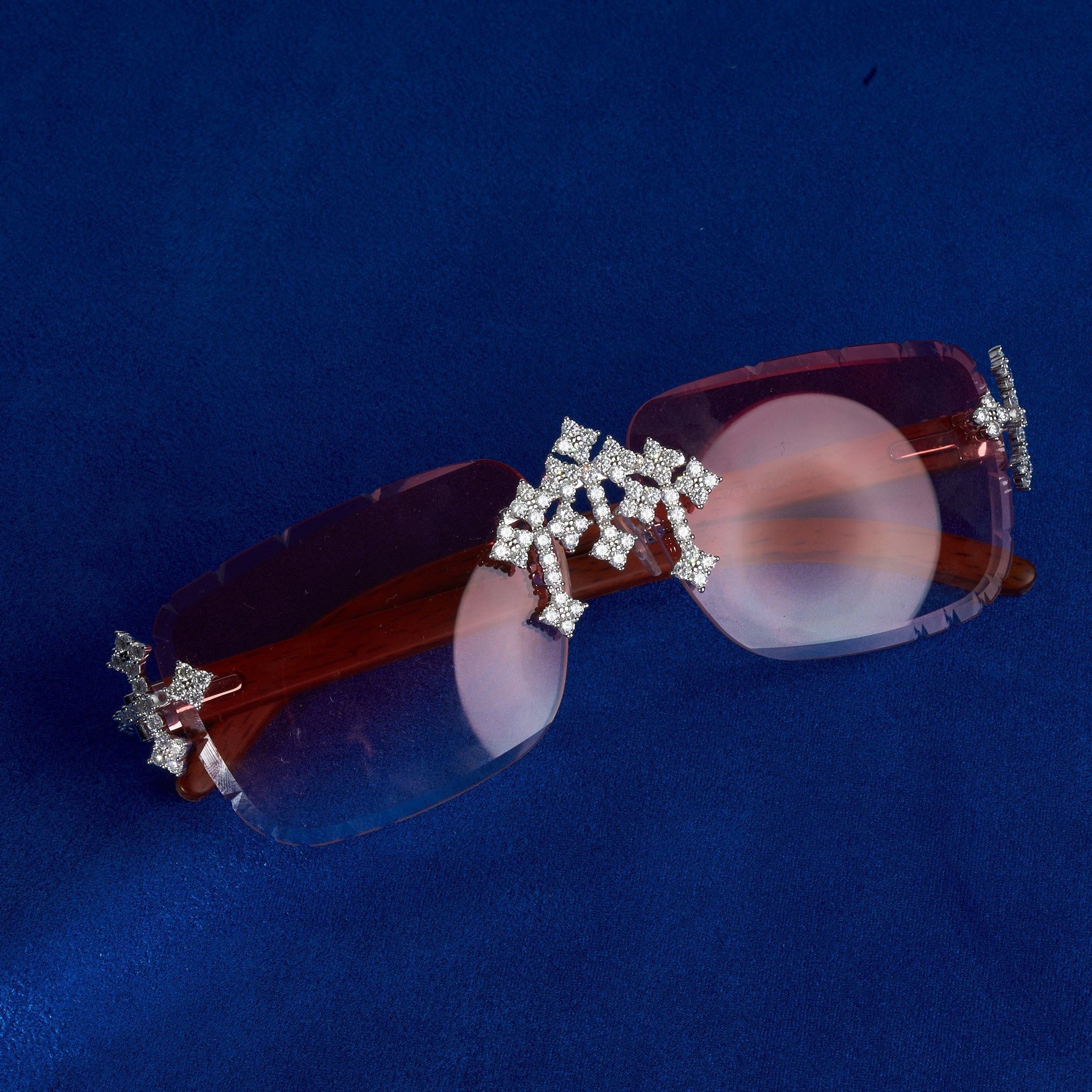 Moissanite Fleuree Cross Sunglasses Pink - 925 Silver - D Colour - VVS1