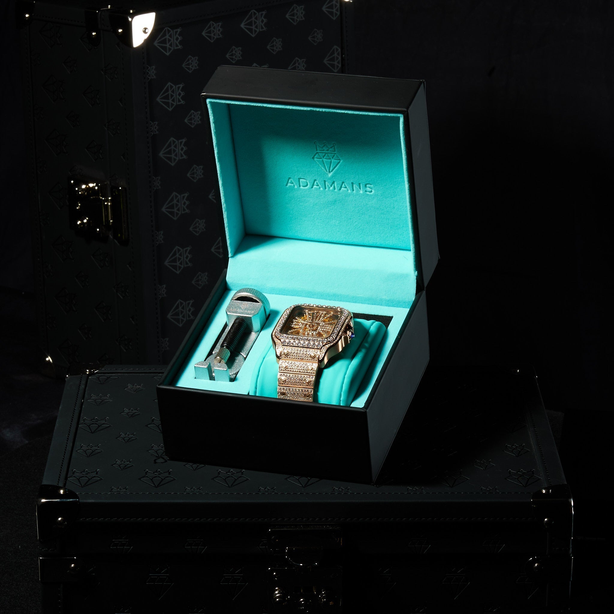 42mm Paved VVS Moissanite Diamond Skeleton Watch - Rose Gold