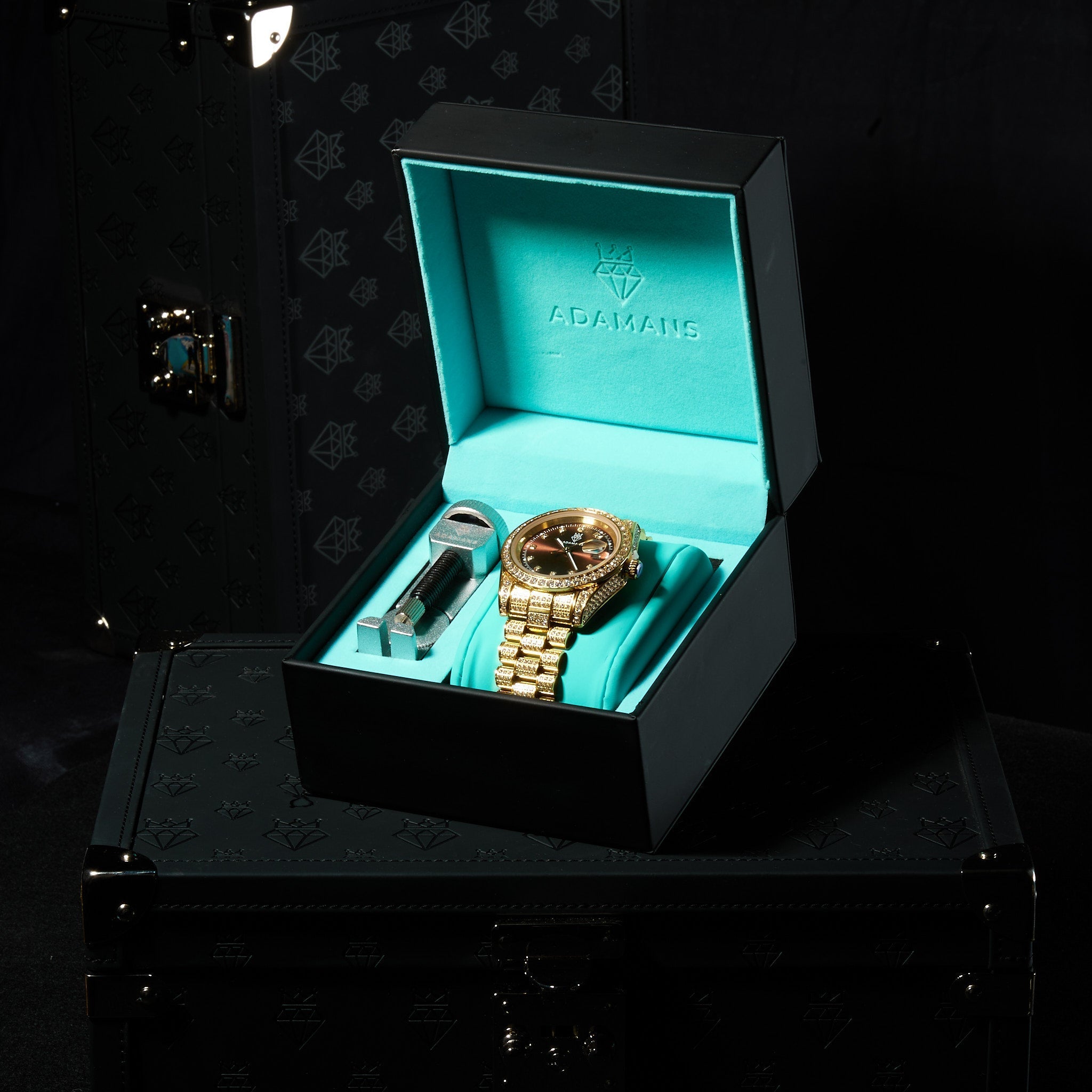 41mm Moissanite Diamond Presidential Watch - Chocolate Face - Gold