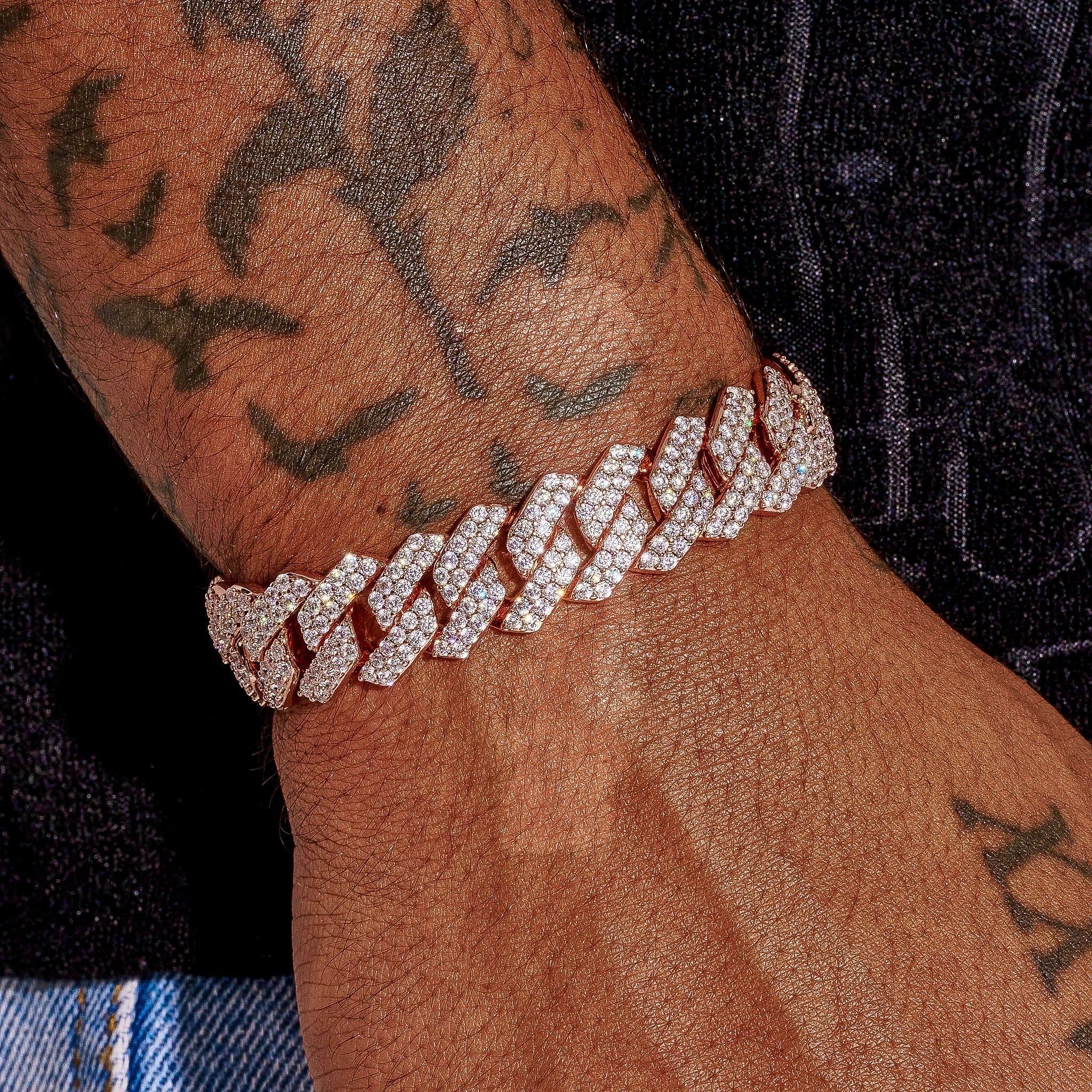 14mm Moissanite Monaco Bracelet - Rose Gold - 925 Silver - D Colour - VVS1