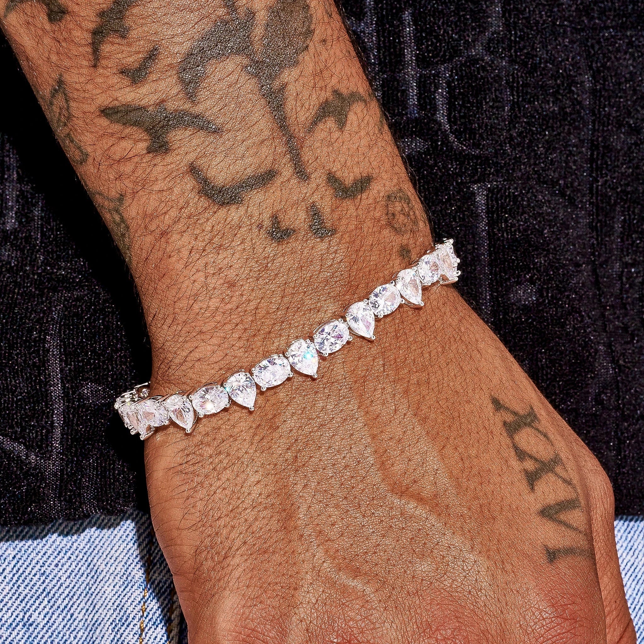 Moissanite Opal and Pear Tennis Bracelet - 925 Silver - D Colour - VVS1